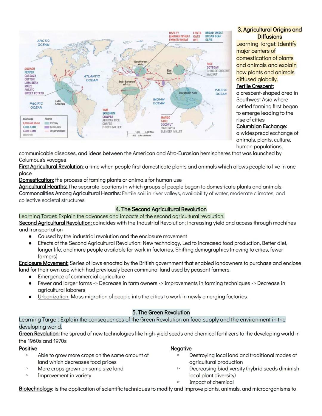 # UNIT FIVE: AGRICULTURE & RURAL LAND-USE PATTERNS & PROCESSES

1. Introduction to Agriculture
Learning Target: Explain the connection betwe