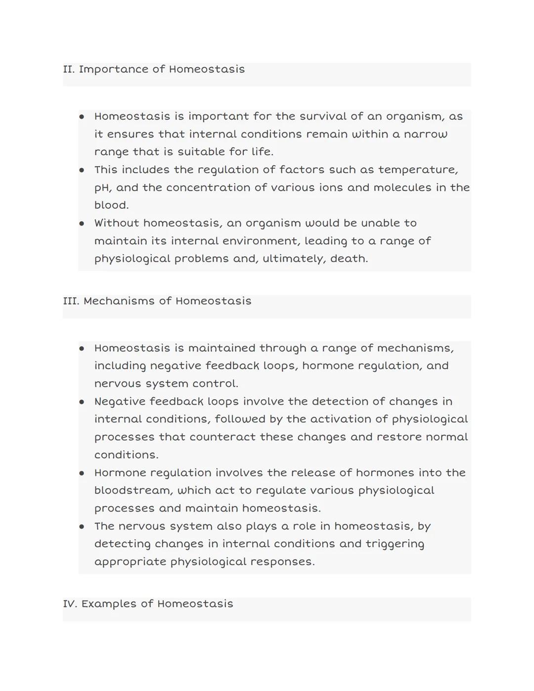 # HOMEOSTASIS NOTES

HOMEOSTASIS

WATER

TEMPERATURE

> 70% <70%

>37° <37°

I. Introduction

*   Homeostasis refers to the ability of an or