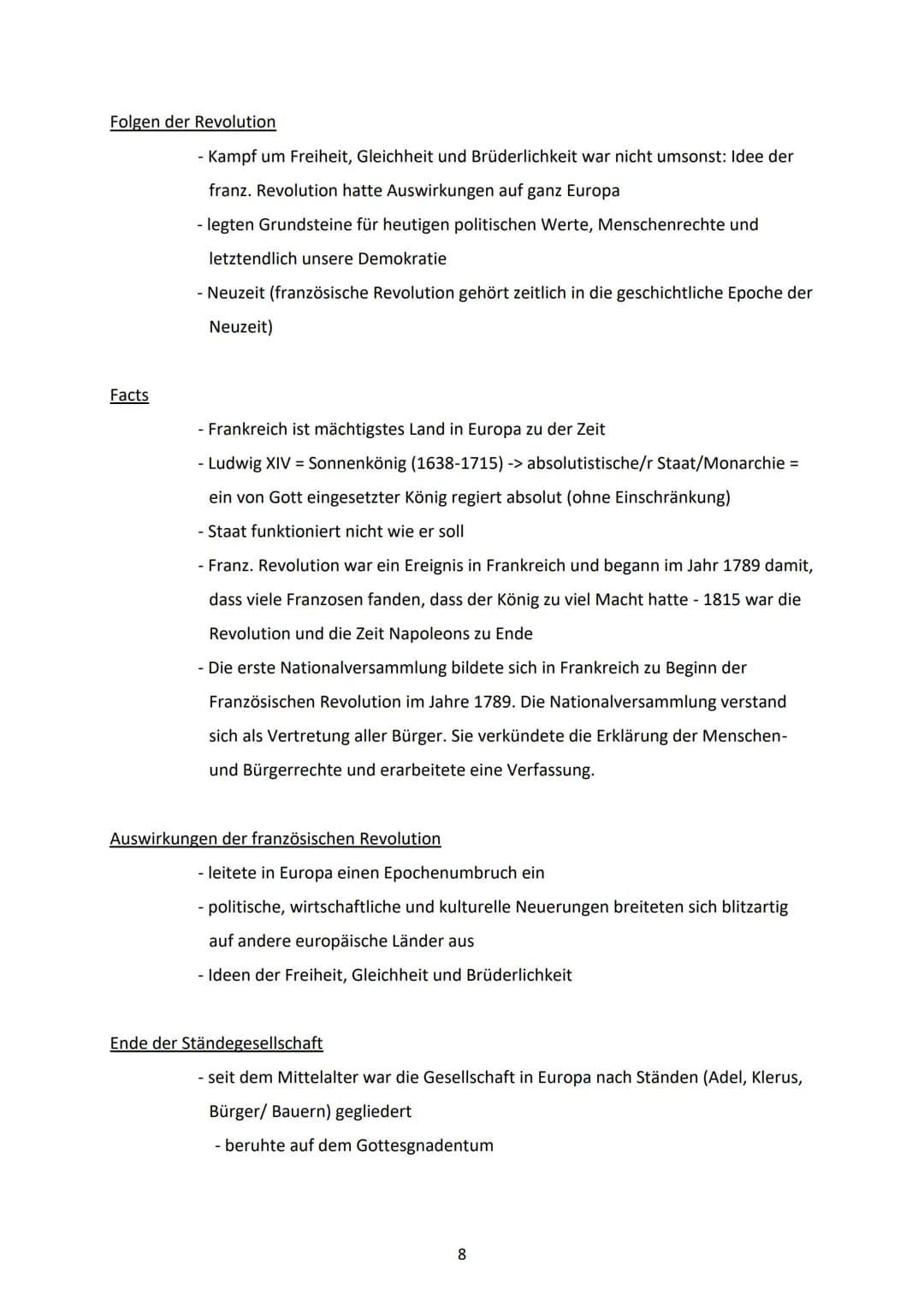 # Abitur Geschichte
Französische Revolution

Gründe: Vorgeschichte:
- Herrschaftsform Monarchie/Absolutismus = ein von Gott eingesetzter Kön