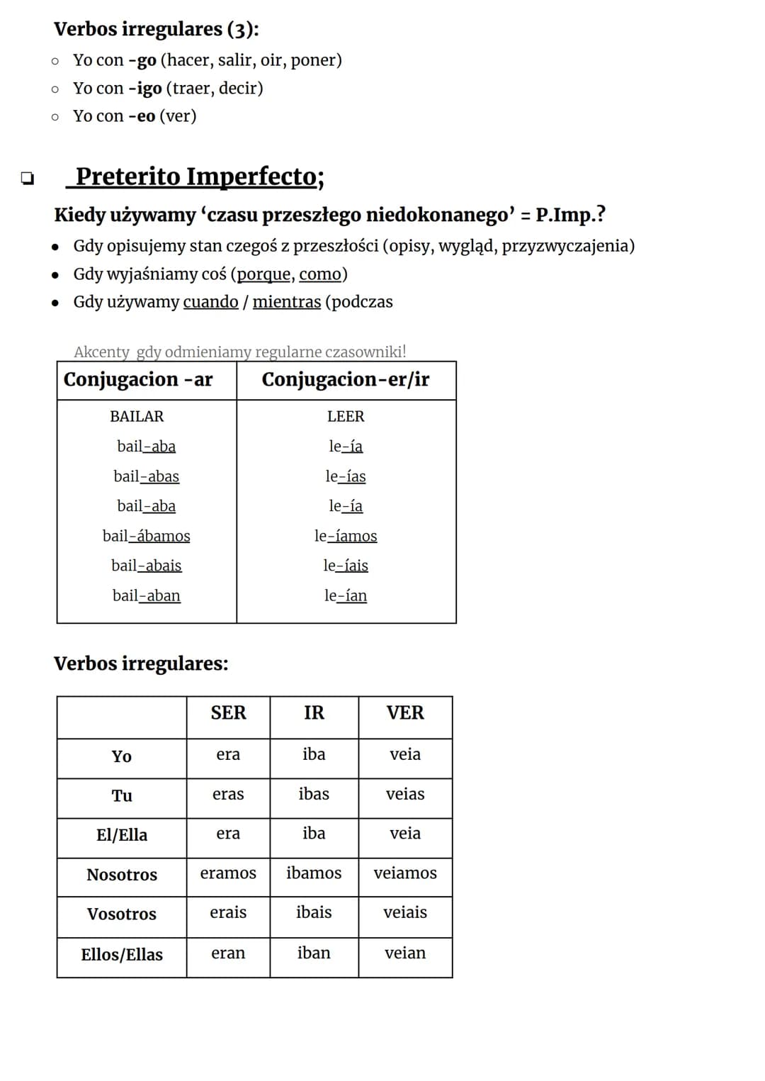 # Español

Presente;

| Conjugacion -ar | Conjugacion-er | Conjugacion-ir |
|---|---|---|
| TRABAJAR | BEBER | VIVIR |
| trabaj-o | beb-o | 