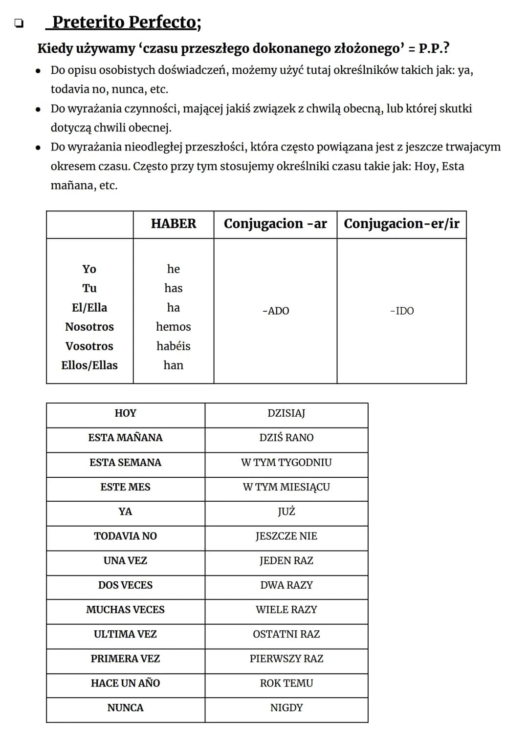 # Español

Presente;

| Conjugacion -ar | Conjugacion-er | Conjugacion-ir |
|---|---|---|
| TRABAJAR | BEBER | VIVIR |
| trabaj-o | beb-o | 