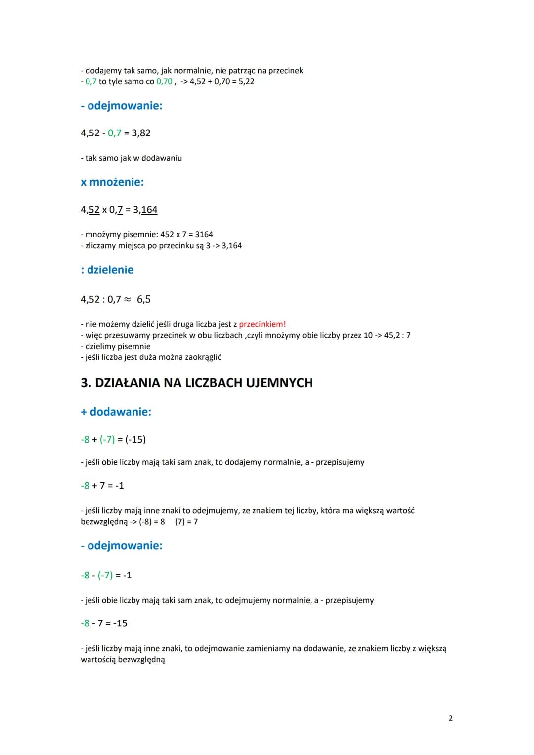 # Egzamin 8 2025 - najważniejsze zagadnienia

Liczby rzeczywiste

1. DZIAŁANIA NA UŁAMKACH ZWYKŁYCH

+ dodawanie:

$
\frac{4}{5} + \frac{3}{