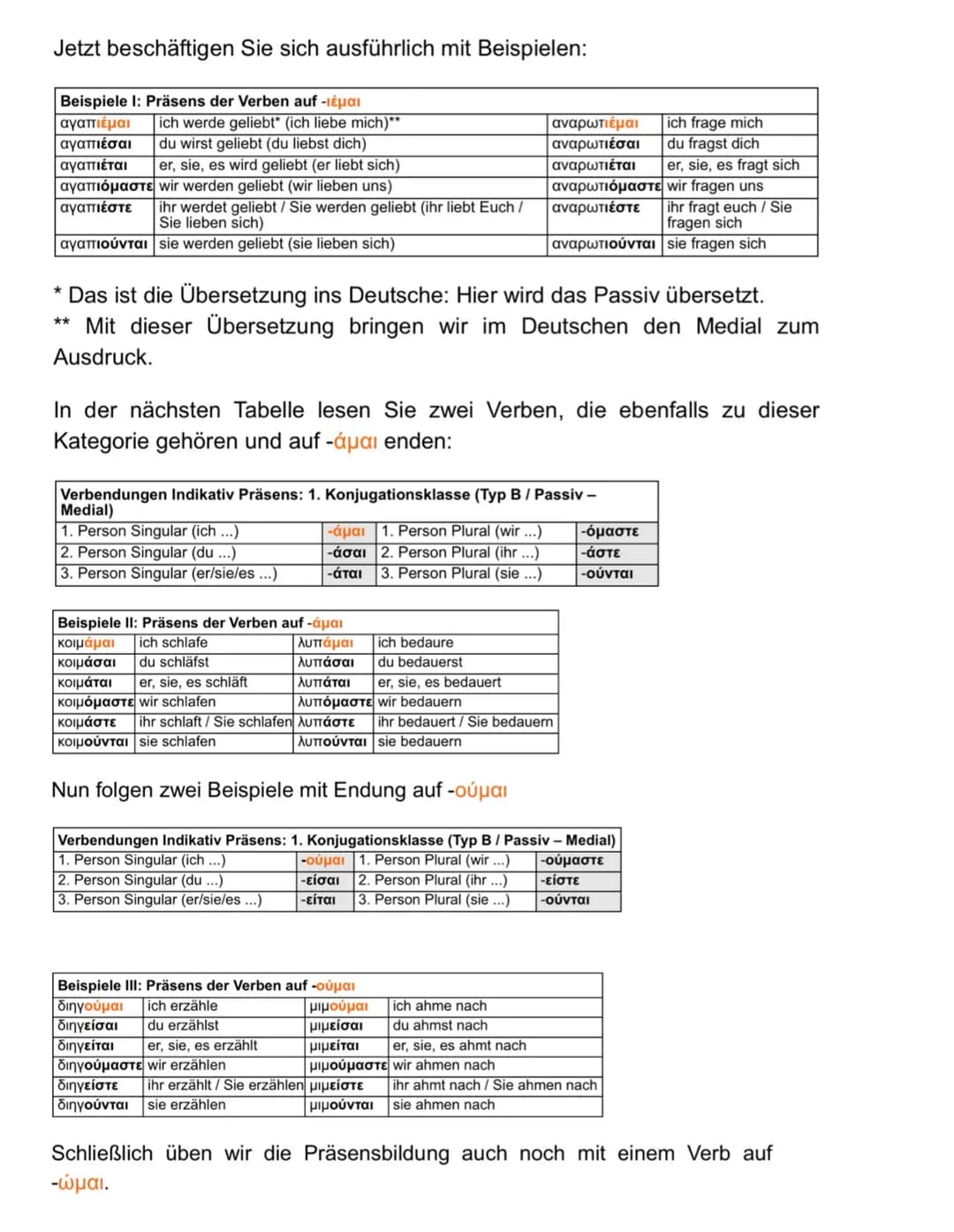 # Präsensstamm des Verbs + Präsensendung der Konjugationsklasse

Zur Bildung der Gegenwart müssen Sie den Präsensstamm eines Verbs kennen.
A