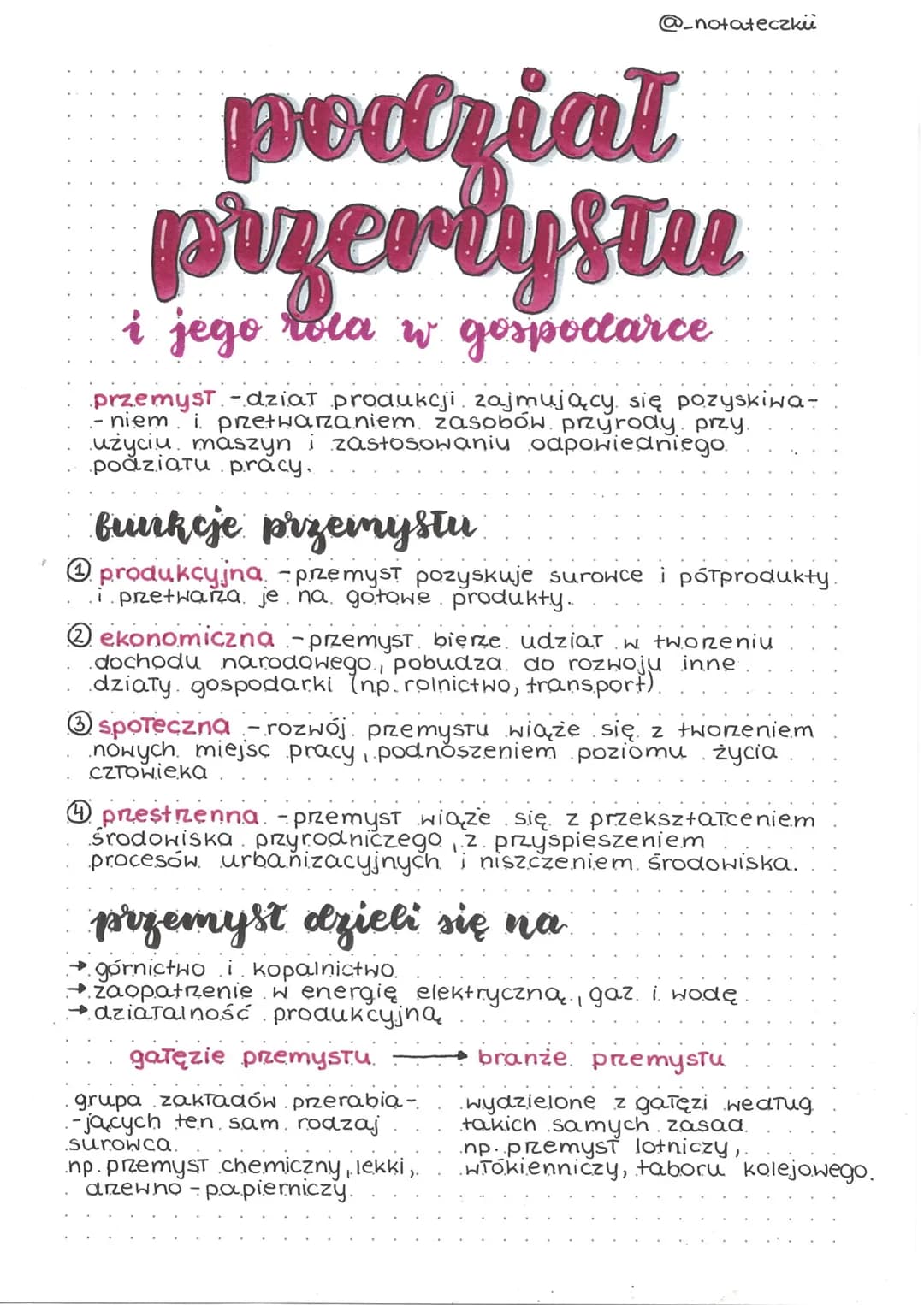 <h2>Działy przemysłu</h2>
<h3>Funkcje przemysłu</h3>
<p>Przemysł to dział produkcji, który zajmuje się pozyskiwaniem i przetwarzaniem zasobó