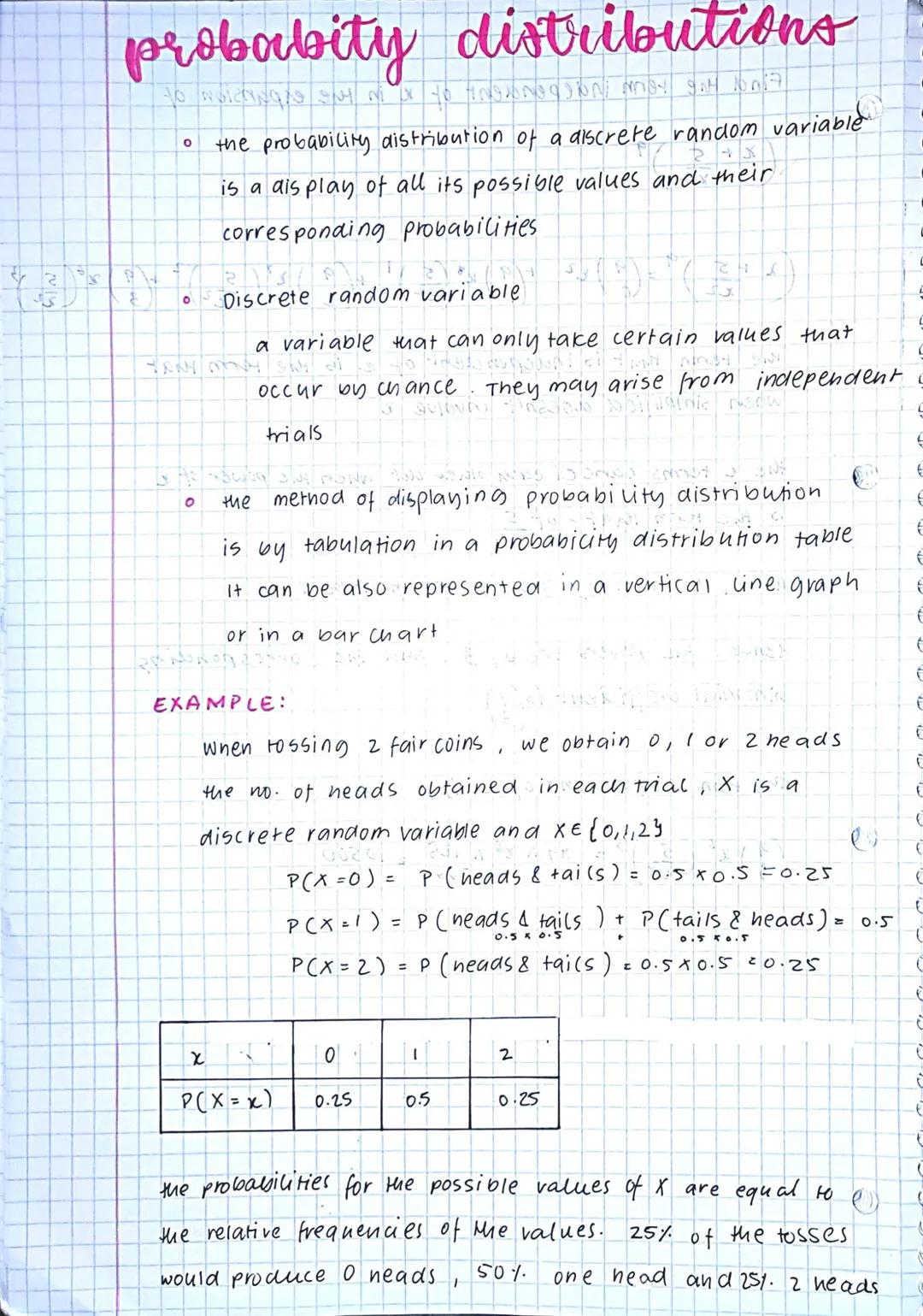 # probabity distributions

0 the probability distribution of a alscrete random variable
is a dis play of all its possible values and their
c