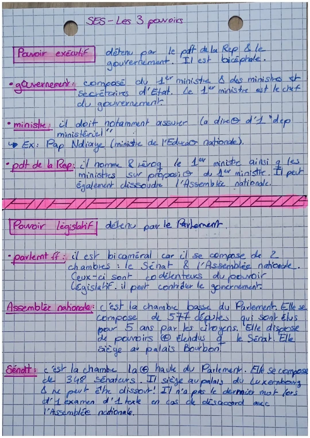 SES-Les 3 pavοίας

Pouvoir exécutif detenu par le poft de la Rep & le
gouvernement. Il est bicephale.

•gouvernement: composé du 1er ministr
