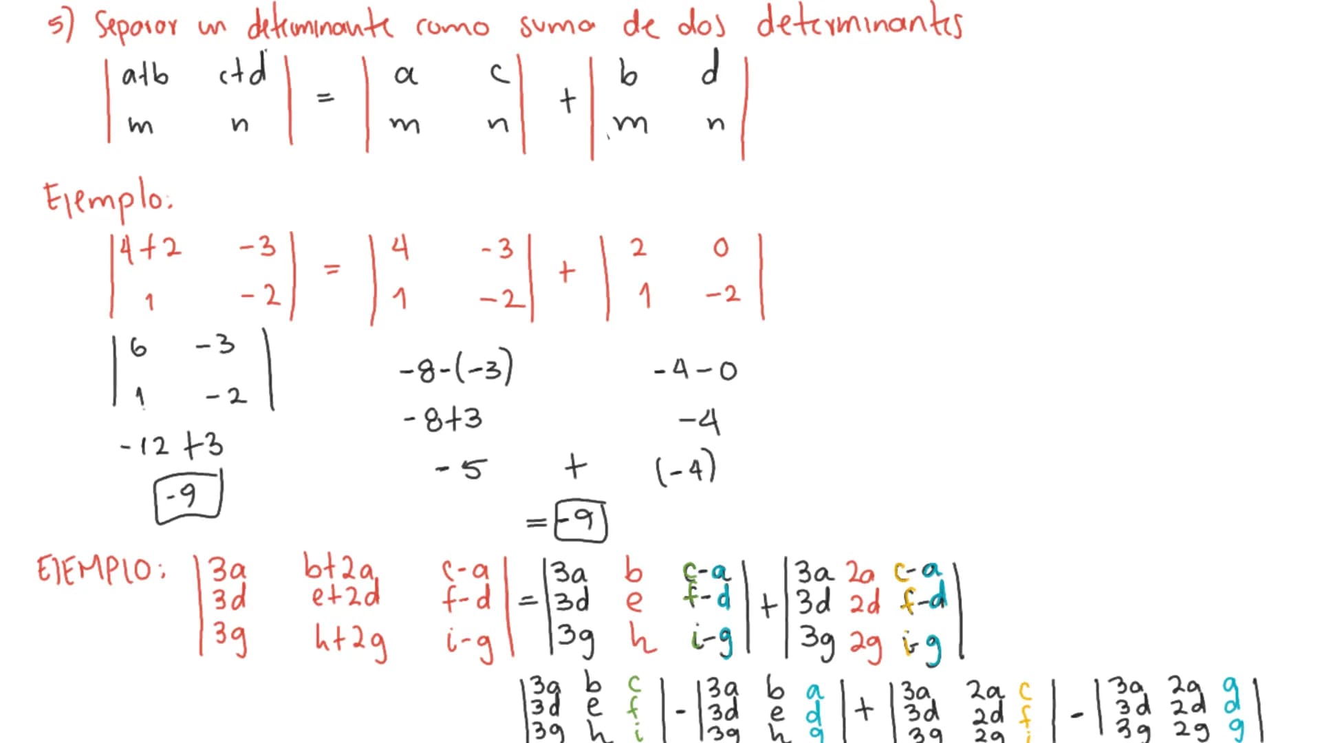 Determinante: Función donde el conjunto de salida son las matrices Mnan y el conjunto
de llegada son los IR
Deferminante de la matriz A se d