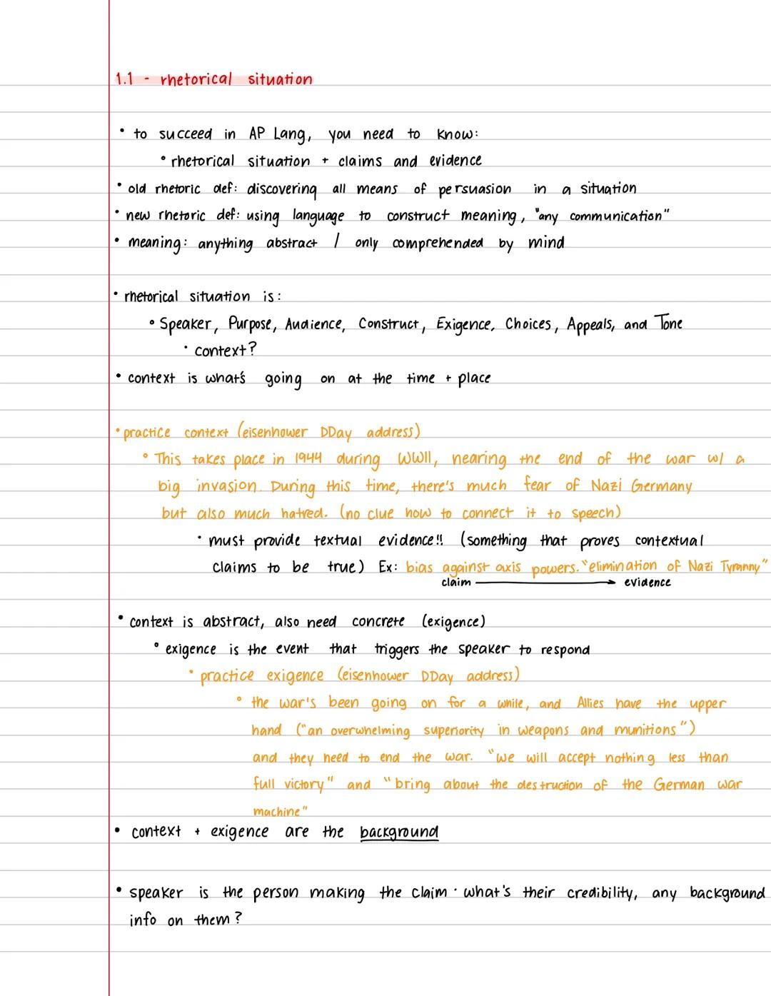 # 1.1 - rhetorical situation

*   to succeed in AP Lang, you need to know:
    *   rhetorical situation + claims and evidence
*   old rhetor