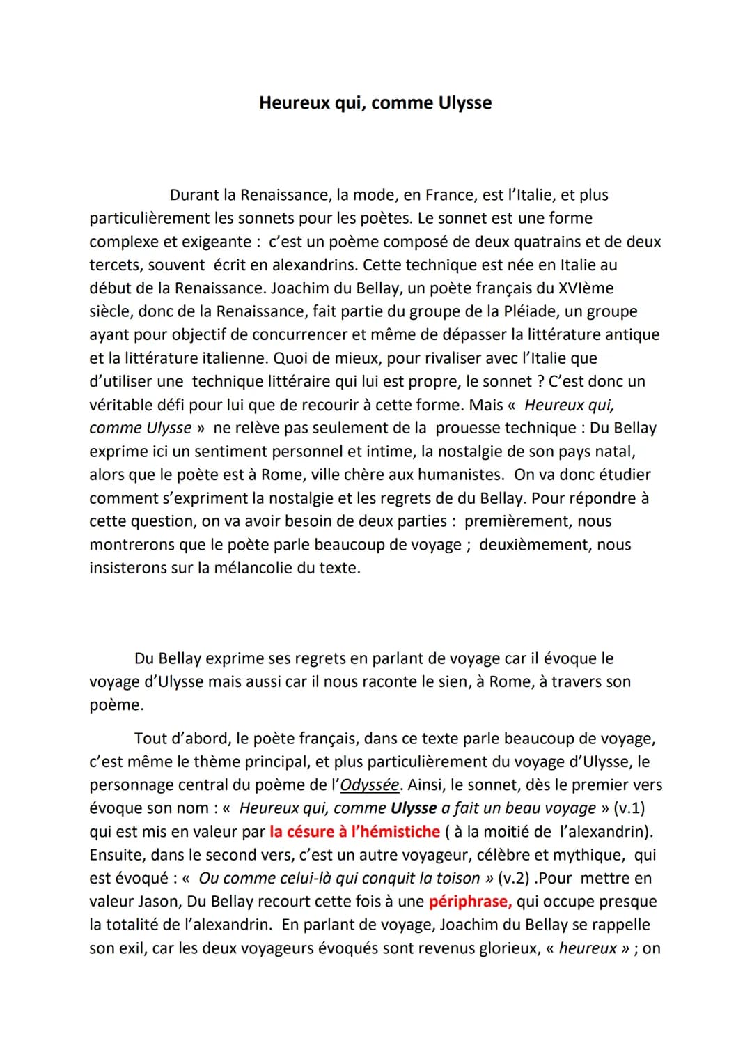 # Heureux qui, comme Ulysse

Durant la Renaissance, la mode, en France, est l'Italie, et plus
particulièrement les sonnets pour les poètes. 