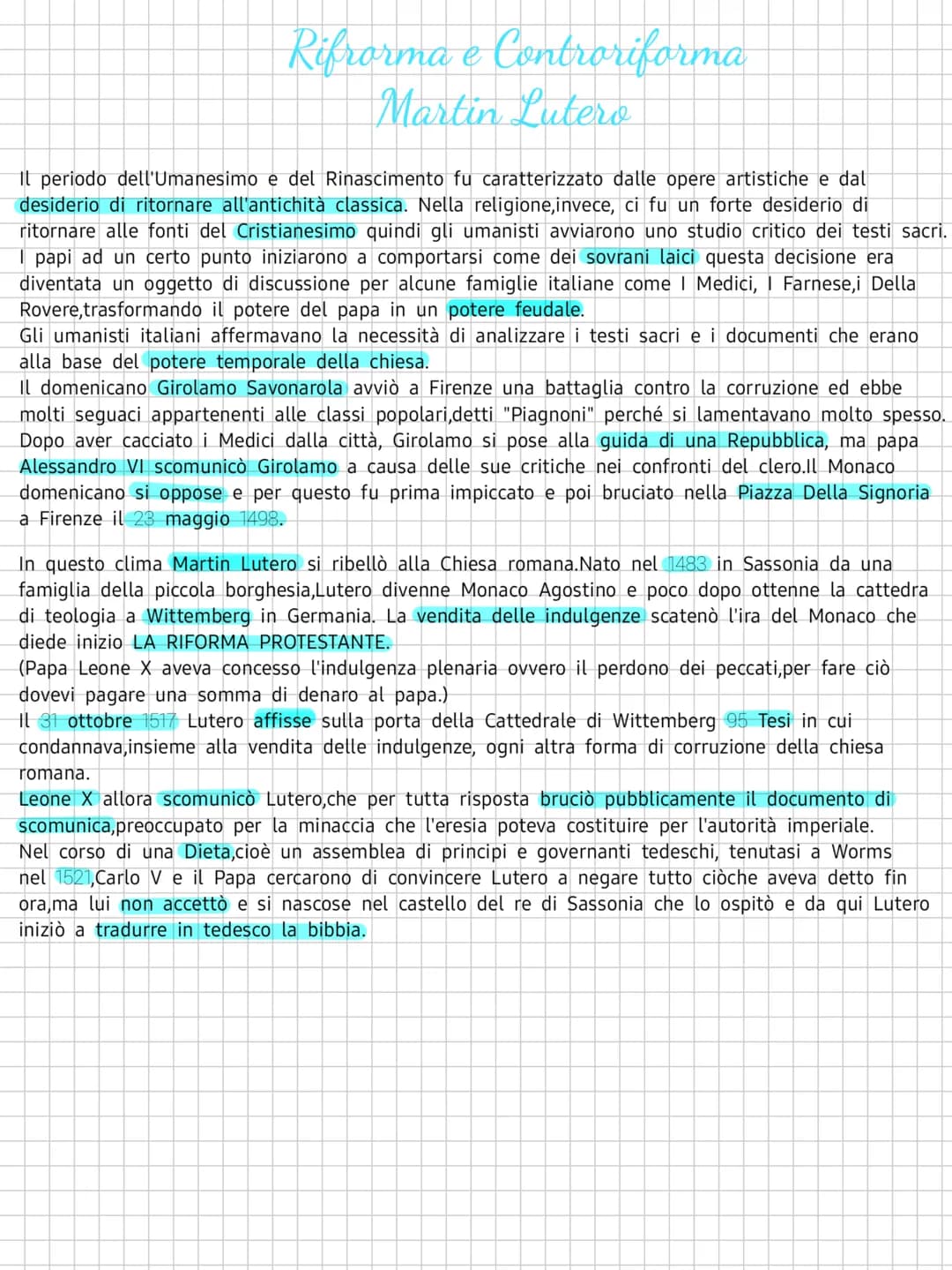 # Rifrorma e Controriforma

Martin Lutero

Il periodo dell'Umanesimo e del Rinascimento fu caratterizzato dalle opere artistiche e dal
desid