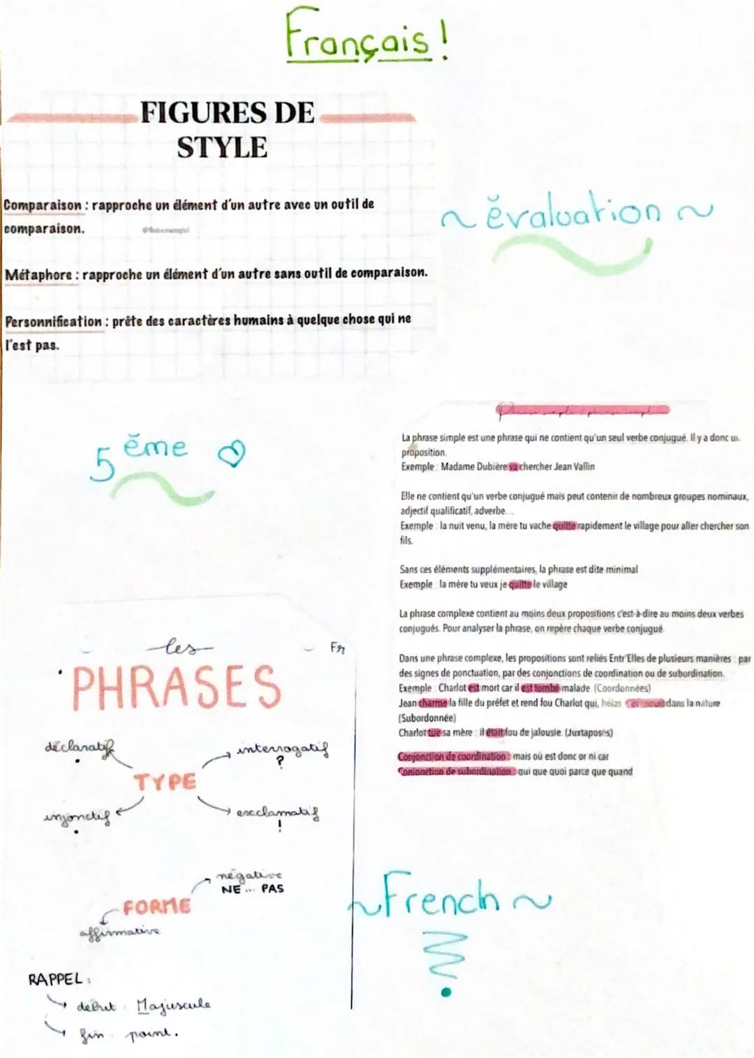 # Français!

FIGURES DE
STYLE

Comparaison: rapproche un élément d'un autre avec un outil de
comparaison.

Métaphore: rapproche un élément d