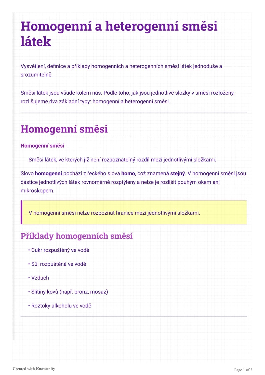 Homogenní a heterogenní směsi
látek
Vysvětlení, definice a příklady homogenních a heterogenních směsí látek jednoduše a
srozumitelně.
Směsi 