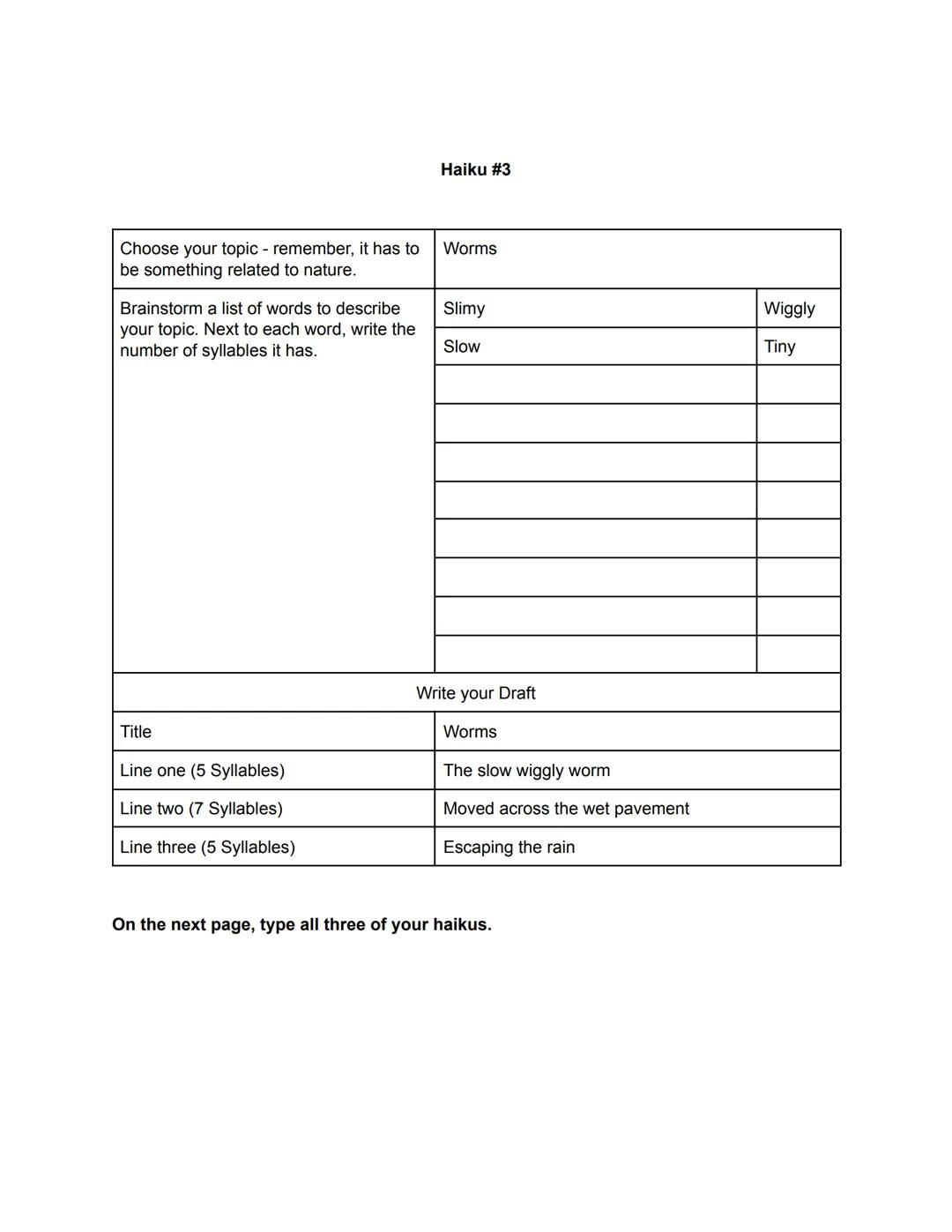 Haiku #1

Choose your topic - remember, it has to Roses
be something related to nature.
Brainstorm a list of words to describe
Red-one
Lusci