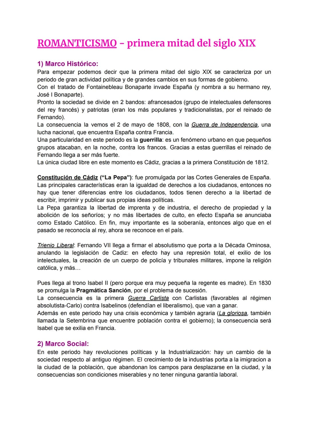 # ROMANTICISMO - primera mitad del siglo XIX

1) Marco Histórico:
Para empezar podemos decir que la primera mitad del siglo XIX se caracteri
