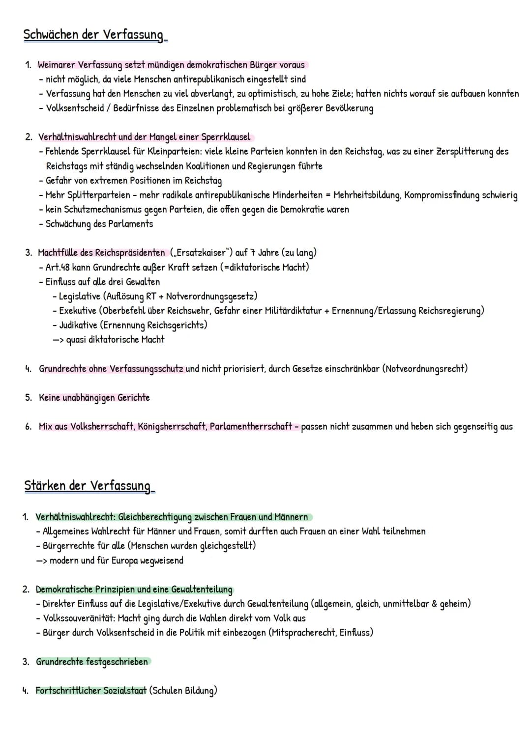 # Weimarer Verfassung

Weimarer Republik = Zeitabschnitt zwischen 1919 und 1933
war in den ersten Jahren von den Nachwirkungen des I. WK kon