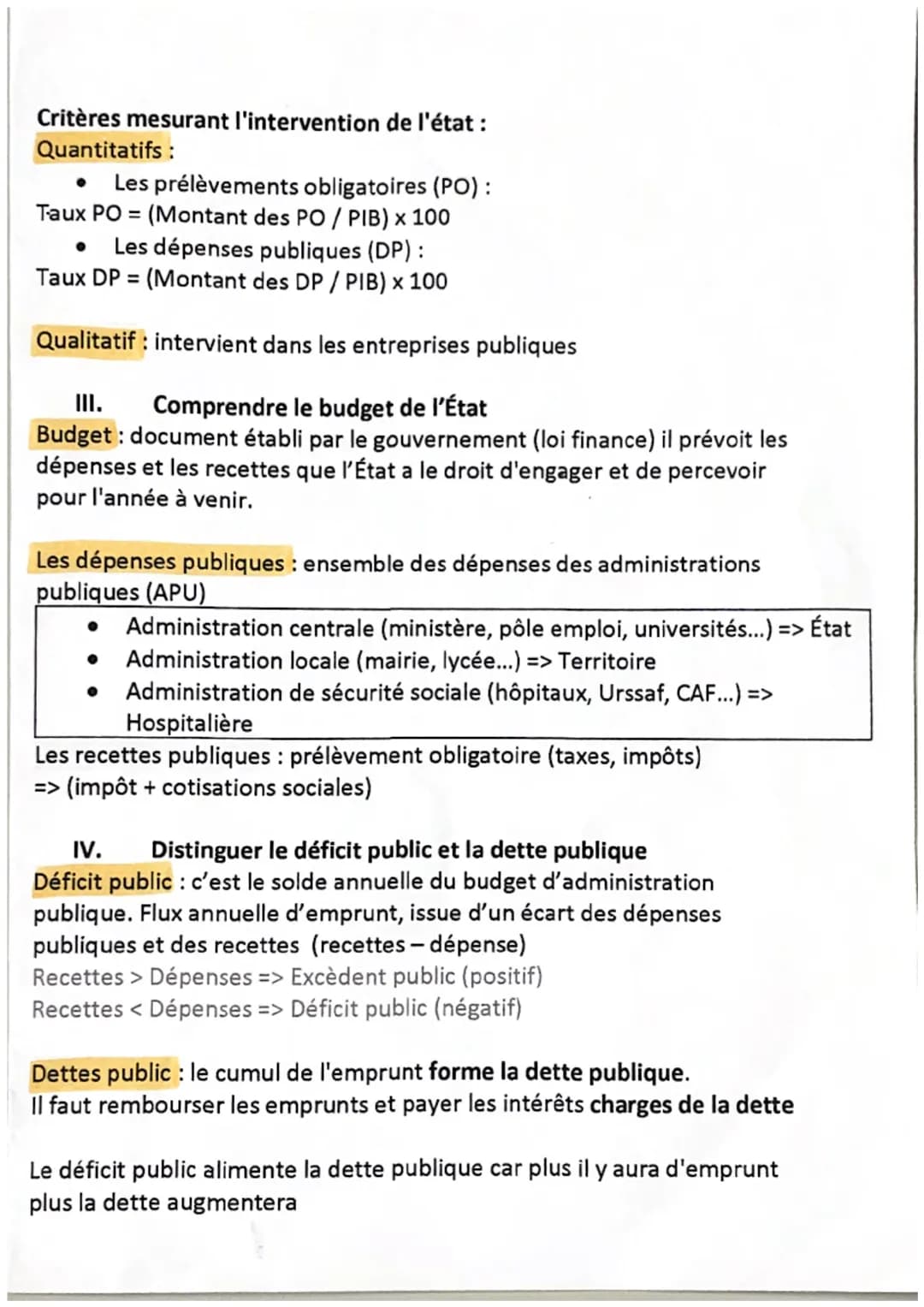 # Chapitre 1: L'intervention de l'État

I. Distinguer la notion d'état gendarme et d'état providence
État-gendarme: désigne le rôle minimal 