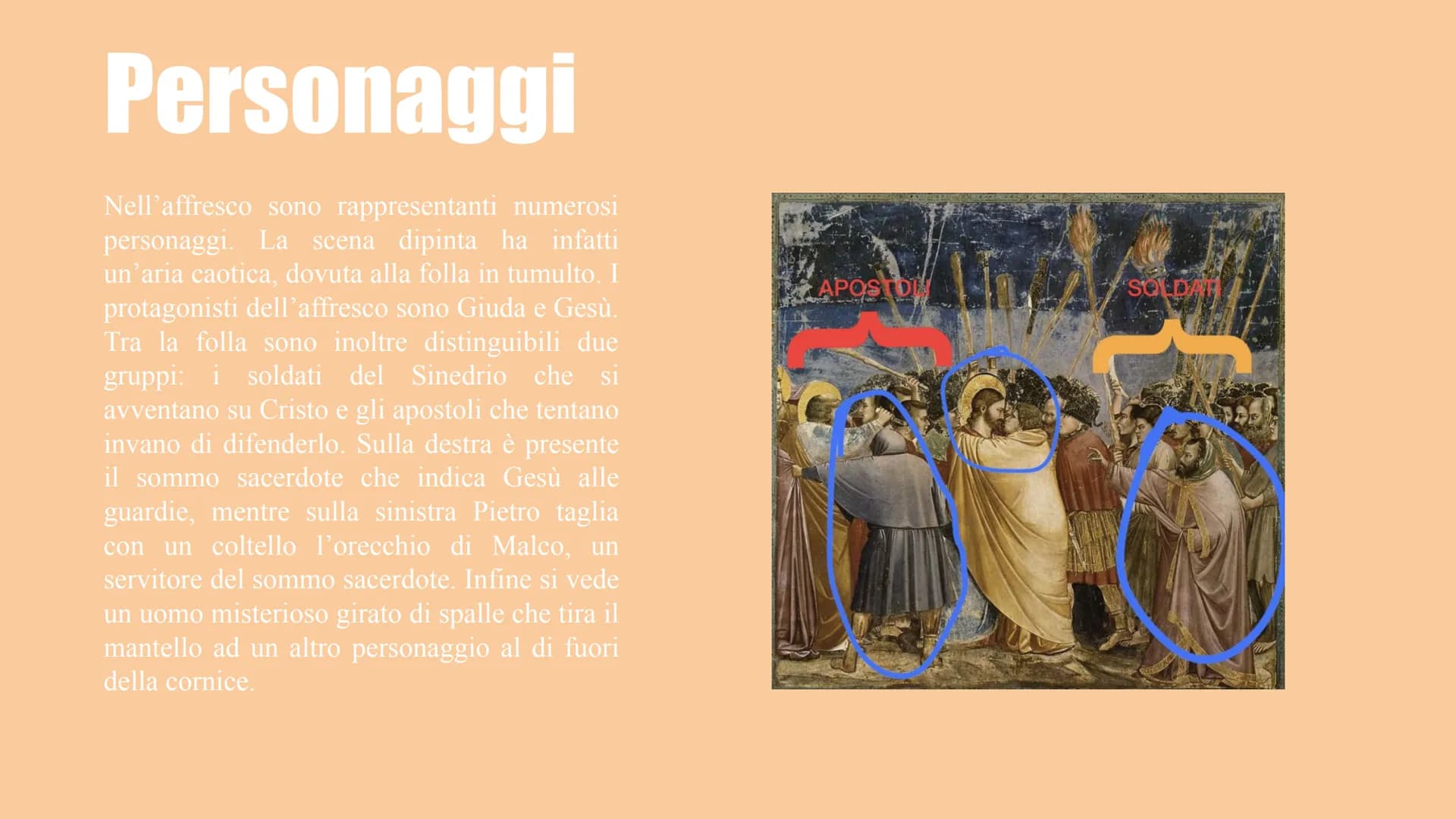 # Il bacio di Giuda AUTORE: Giotto di Bondone

DATAZIONE: circa 1303-1305

TITOLO: Il bacio di Giuda

COLLOCAZIONE: Cappella degli Scrovegni