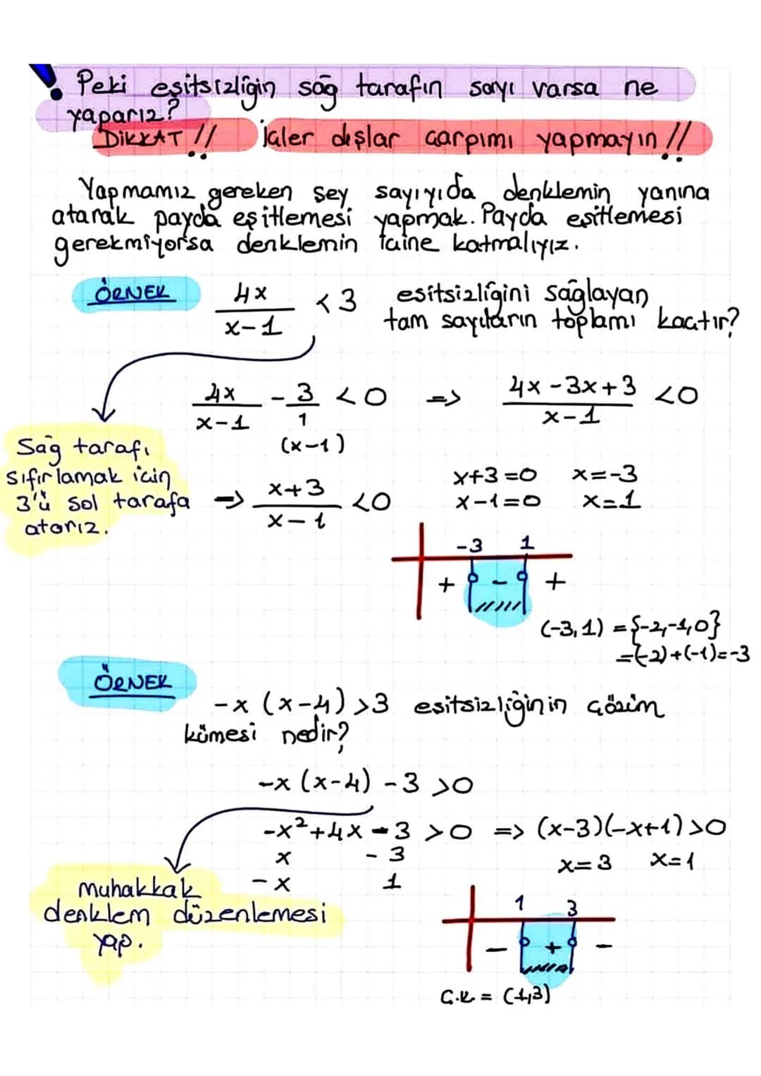 Eger eşitsizlik f(x) <0 veya f(x)>0
şeklinde seklinde değil de f (x) ≤0 ve ya f(x) 20
şeklinde ise nasıl çözüm yapılır?

DİKKAT!!

Paydayı s