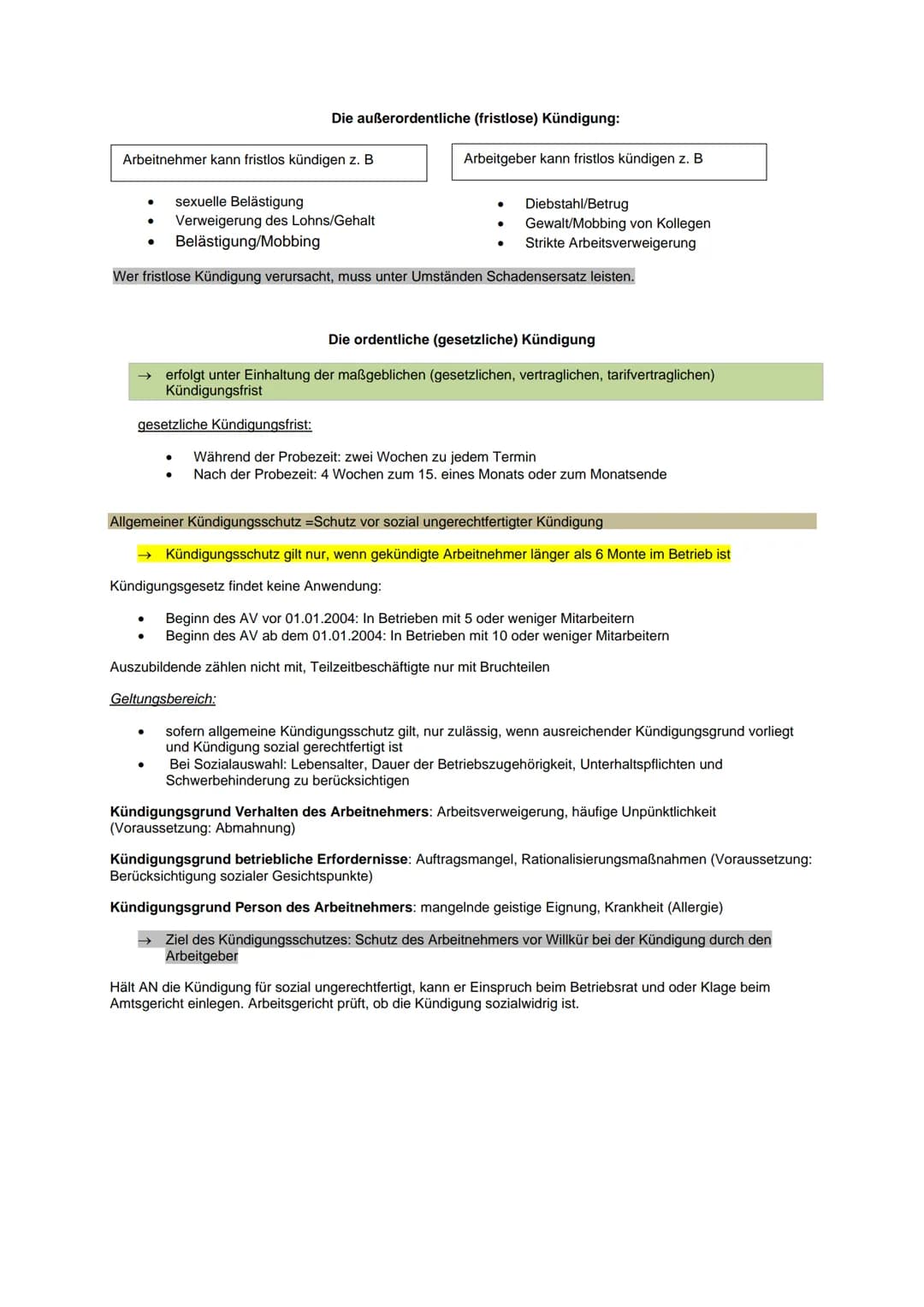 # Arbeitsvertrag

→ Darf grundsätzlich formlos geschlossen werden (z. B mündlich), spätestens 1 Monat nach Arbeitsbeginn
muss der AG, die Ve
