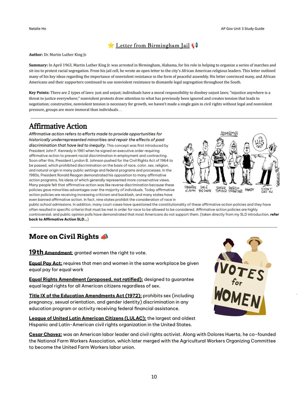 Natalie Ho
AP Gov Unit 3 Study Guide

# Unit 3: Civil Liberties and Civil
Rights - Study Guide

## Topic 1: Civil Liberties → Freedom

* Civ