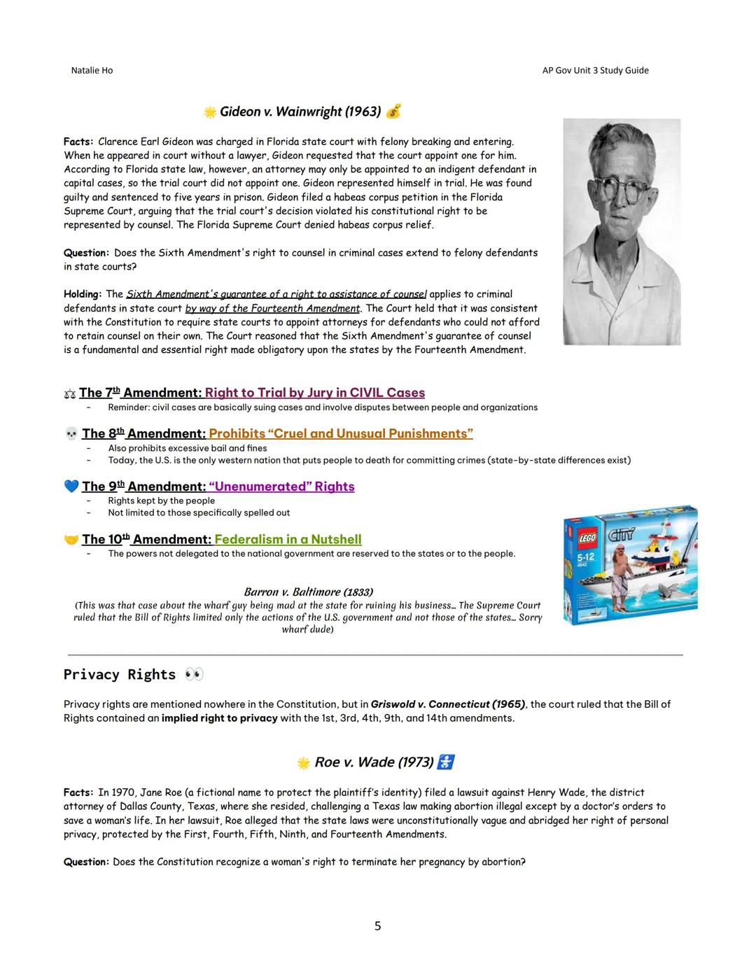 Natalie Ho
AP Gov Unit 3 Study Guide

# Unit 3: Civil Liberties and Civil
Rights - Study Guide

## Topic 1: Civil Liberties → Freedom

* Civ