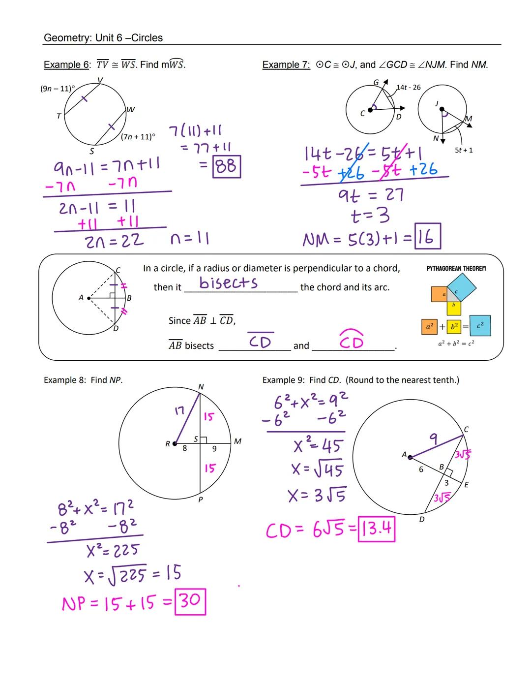 Geometry: Unit 6 -Circles
Notes 6.4 Segment Relationships in Circles
Warm Up:
Fill in the blank with the parts of a circle vocabulary.
Keren