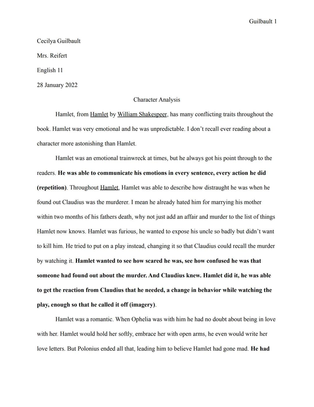 
<p>In the play "Hamlet" by William Shakespeare, the character of Hamlet is portrayed with many conflicting traits, making him an astonishin