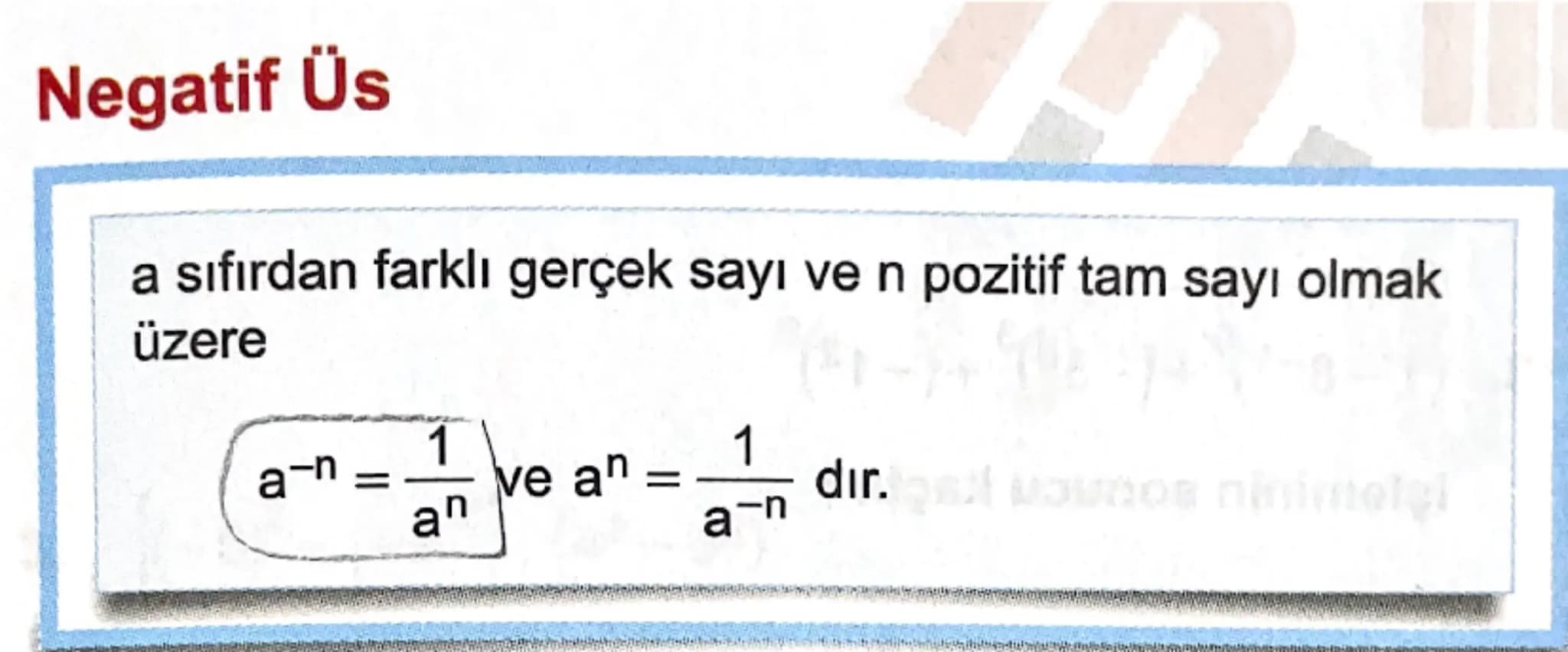 15 Tatil Tekrarı

Üstü ifade

a sıfırdan farklı gerçek sayı,, n sıfırdan darklı tam sayı
olmak üzere an ifadesing üslü gösterim. denir.

a s