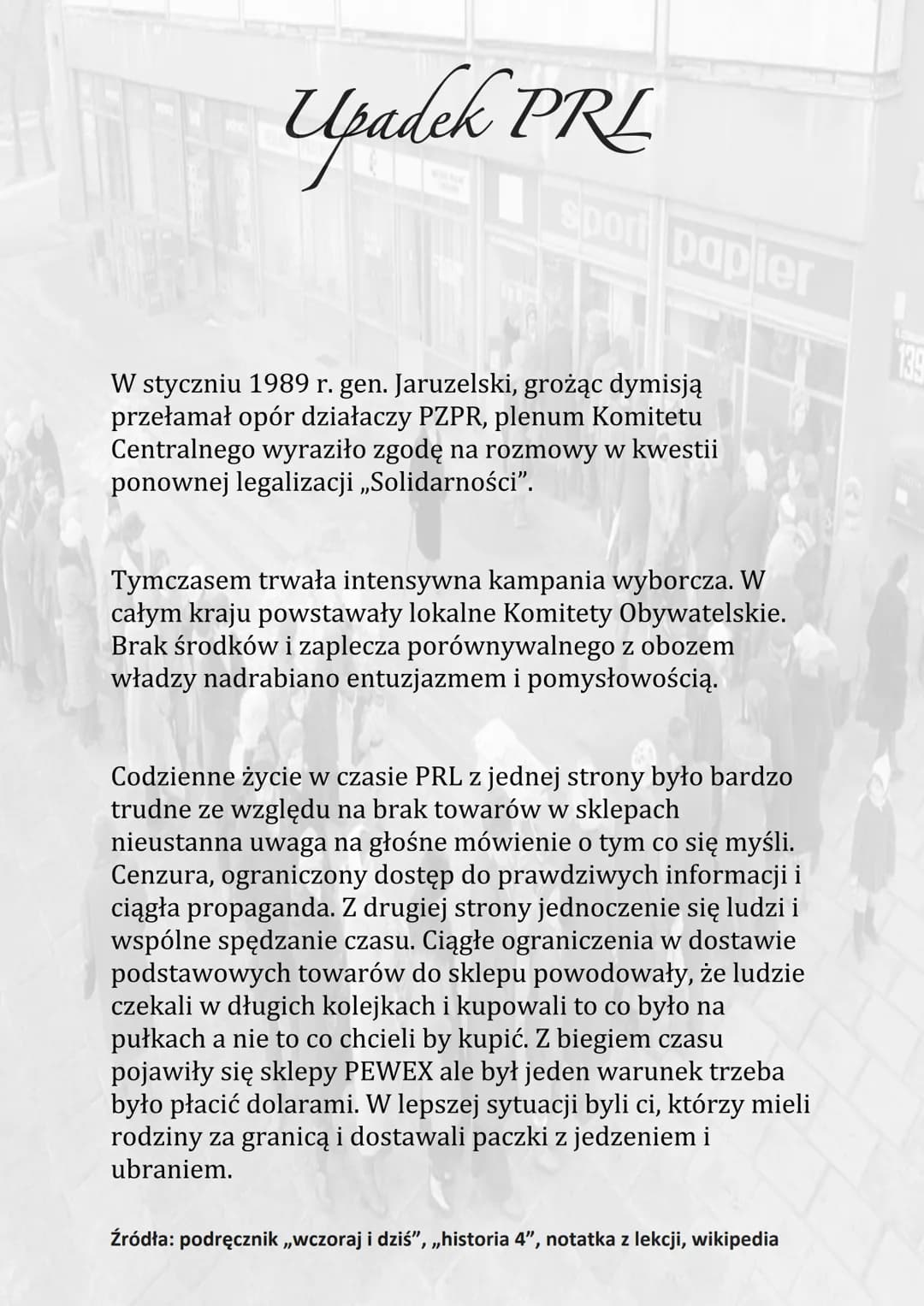 # Upadek PRL

sport papier

Stan wojenny wprowadzony został w Polsce 13 grudnia
1981 roku i trwał do 22 lipca 1983 r.

Polacy wielokrotnie p