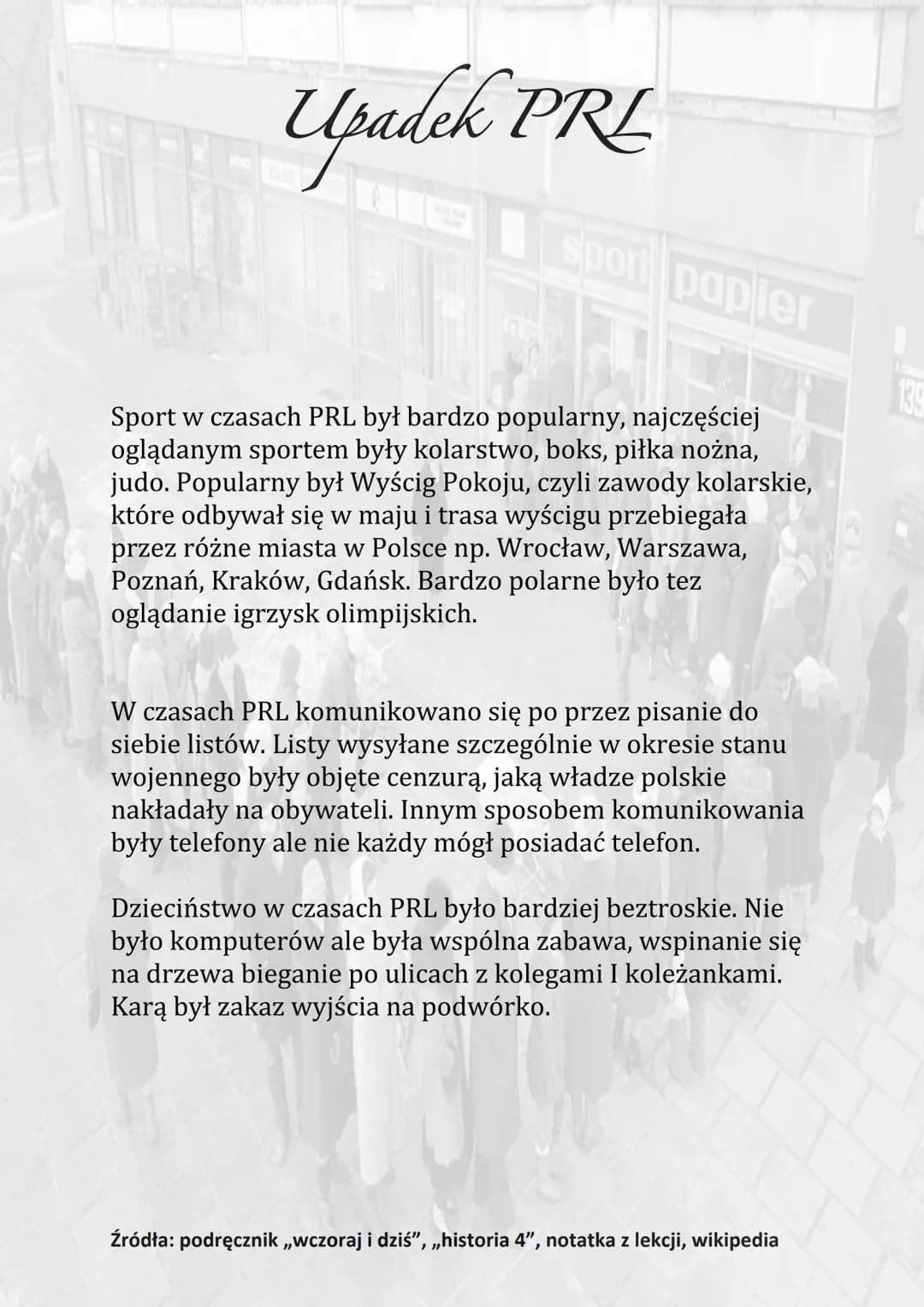 # Upadek PRL

sport papier

Stan wojenny wprowadzony został w Polsce 13 grudnia
1981 roku i trwał do 22 lipca 1983 r.

Polacy wielokrotnie p