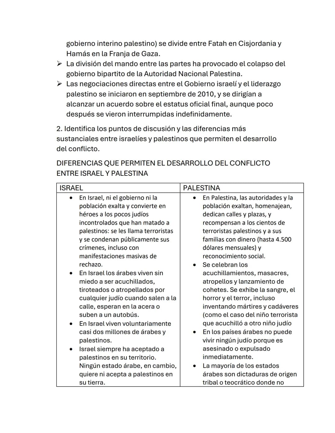 # Israel y Palestina

1.Describe (de forma imparcial) las características del conflicto entre
Israel y Palestina.

➤ Es el conflicto social 