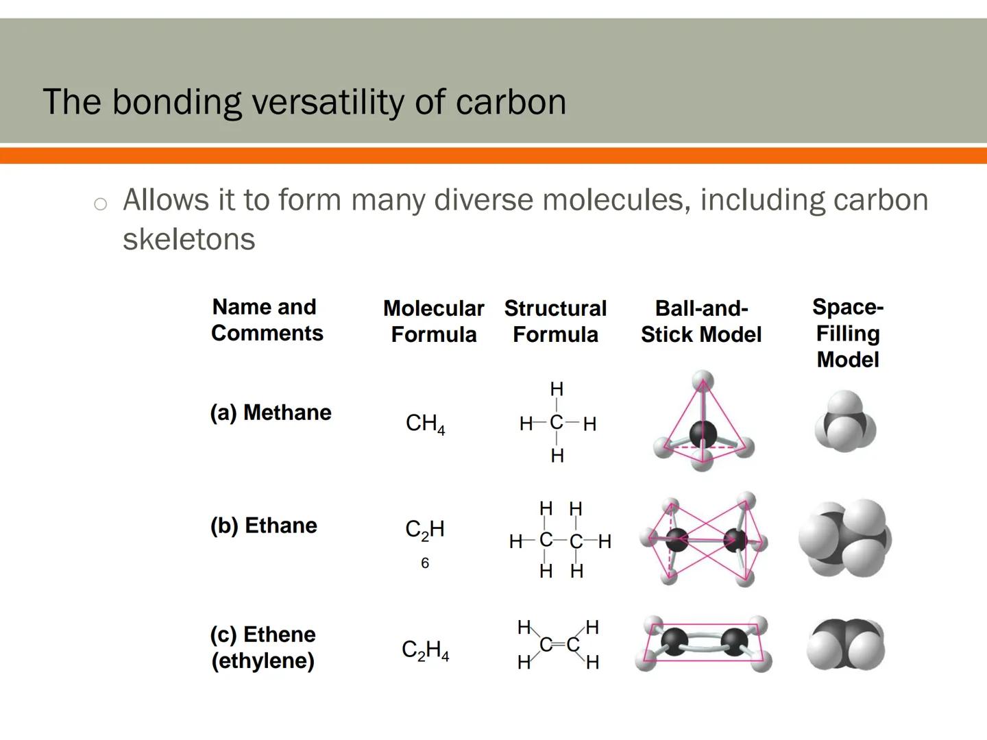 # Carbon and the Molecular

# Diversity of Life

Lecture 2a # Carbon—The Backbone of Biological Molecules

All living organisms

*   Are mad