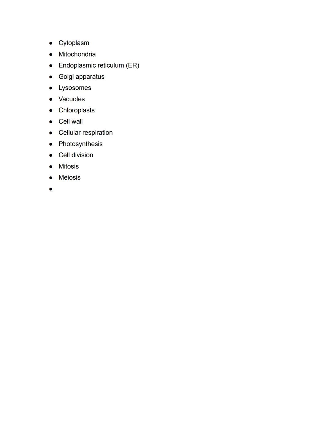 Lesson 1: Cell Structure and Function

1. Introduction to Cells

• Cell:

• The basic unit of life.

Cell theory:

• The fundamental concept