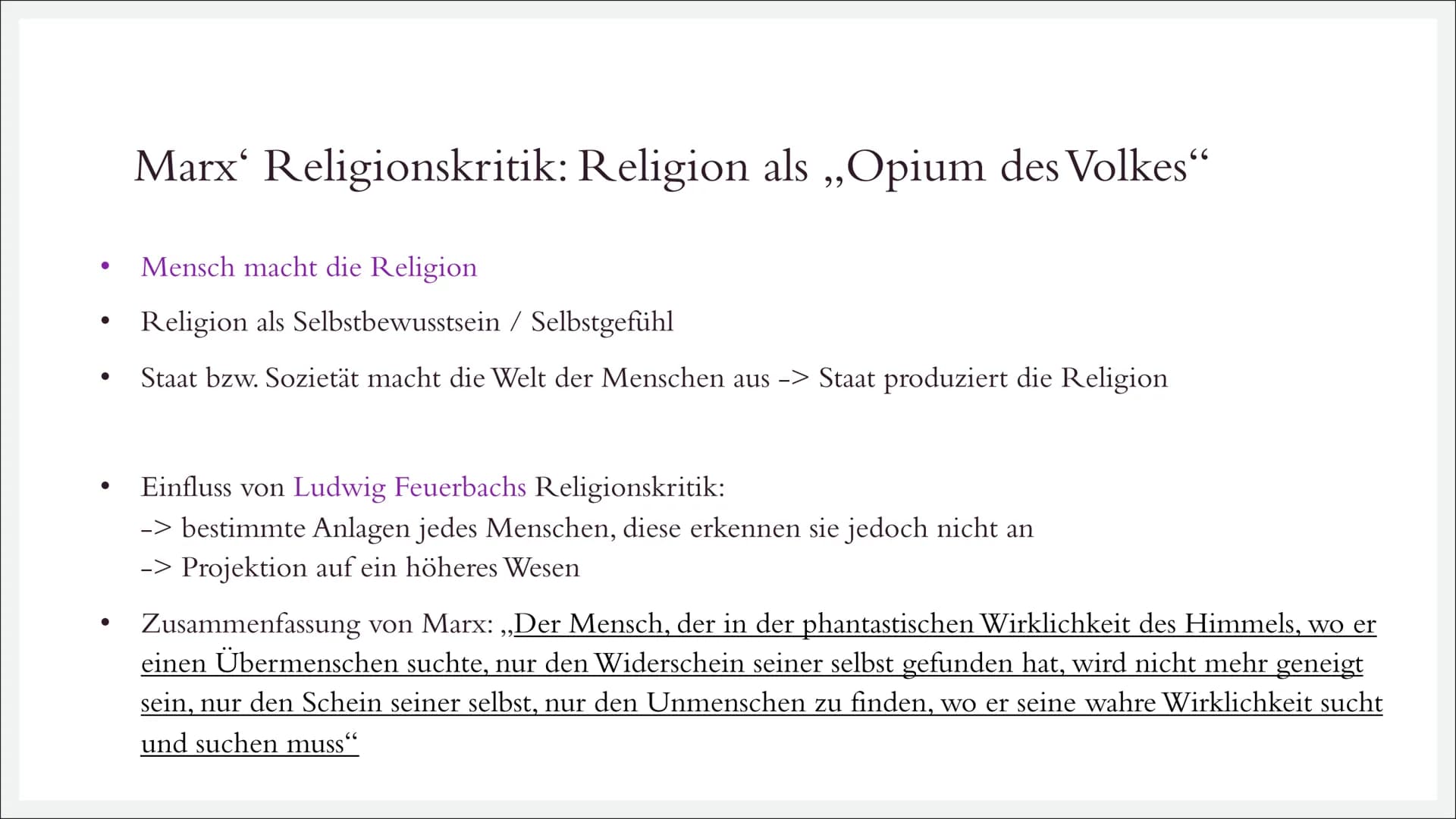 # RELIGIONSKRITIK

Karl Marx (1818 – 1883) Inhalt

I. Karl Marx – Wer war das überhaupt?

II. Religionskritik
-> Allgemeines, Bezug zu Feuer