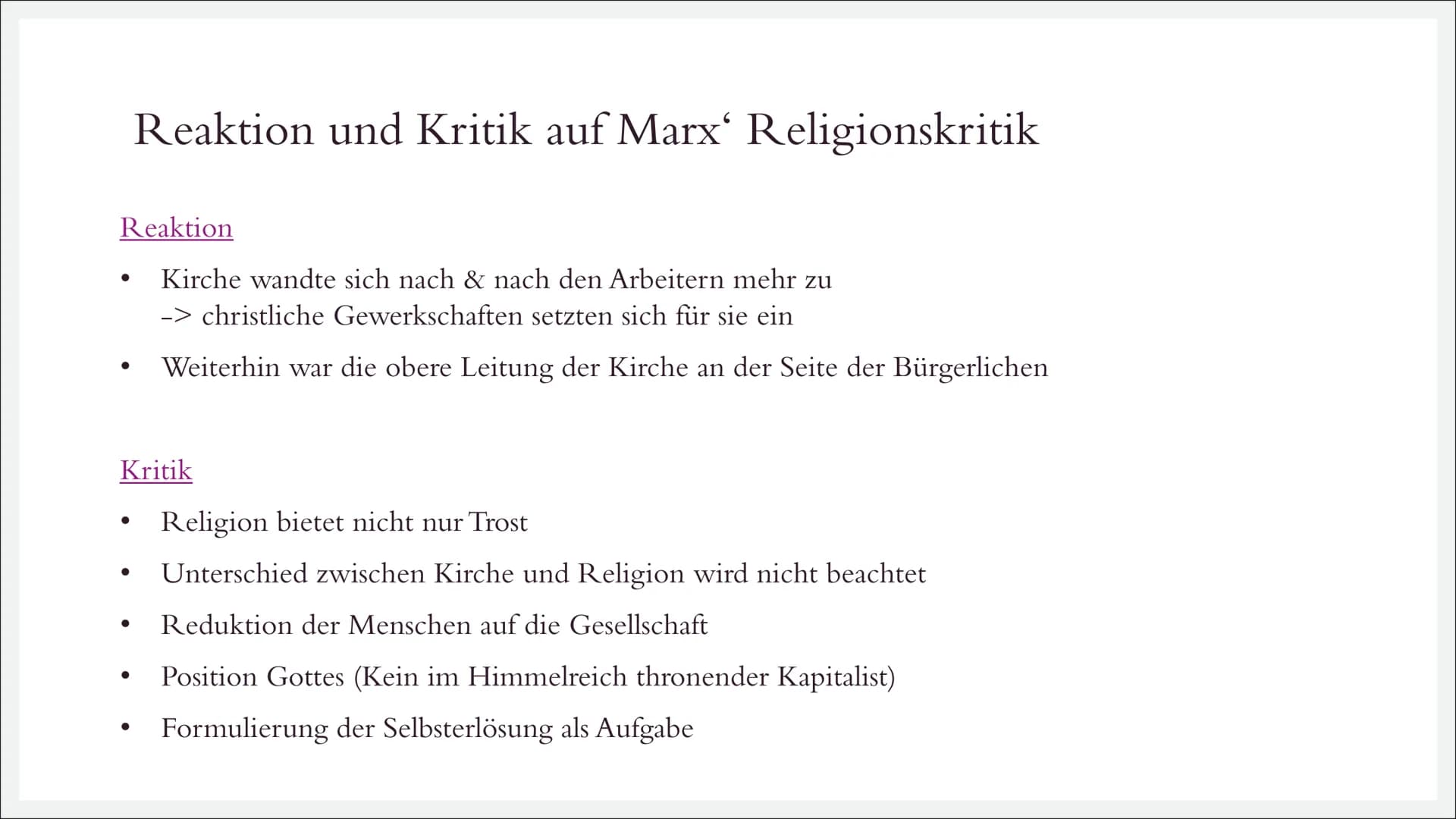 # RELIGIONSKRITIK

Karl Marx (1818 – 1883) Inhalt

I. Karl Marx – Wer war das überhaupt?

II. Religionskritik
-> Allgemeines, Bezug zu Feuer