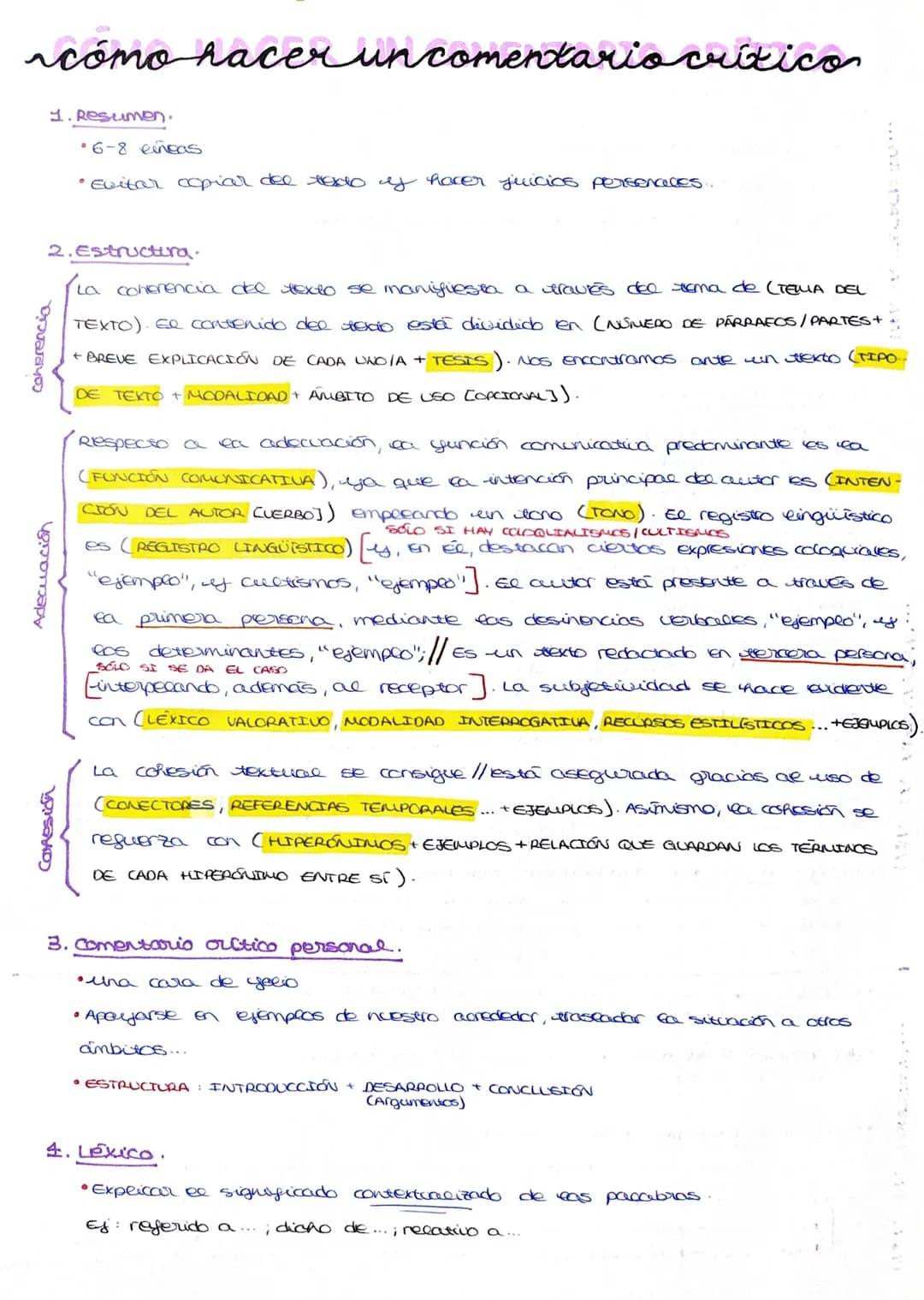 # cómo hacer un comentario crítico

1. Resumen.
*   6-8 eiñeas
*   Evitar copiar del todo y hacer juicios perseraces..

2. Estructura.

La c