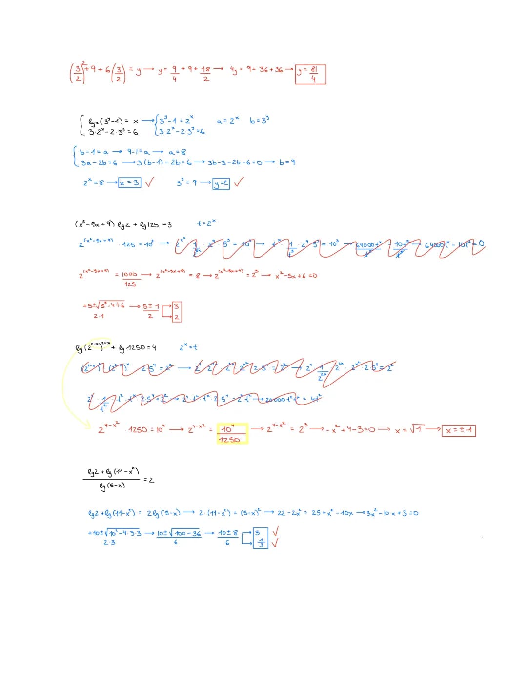5^{\frac{2x-1}{2}} = \sqrt[2]{25^{\frac{x-4}{4}}}

$5^{\frac{2x-1}{2}} = (25^{\frac{1}{2}})^{\frac{x-4}{4}} \rightarrow 5^{\frac{2x-1}{2}} =