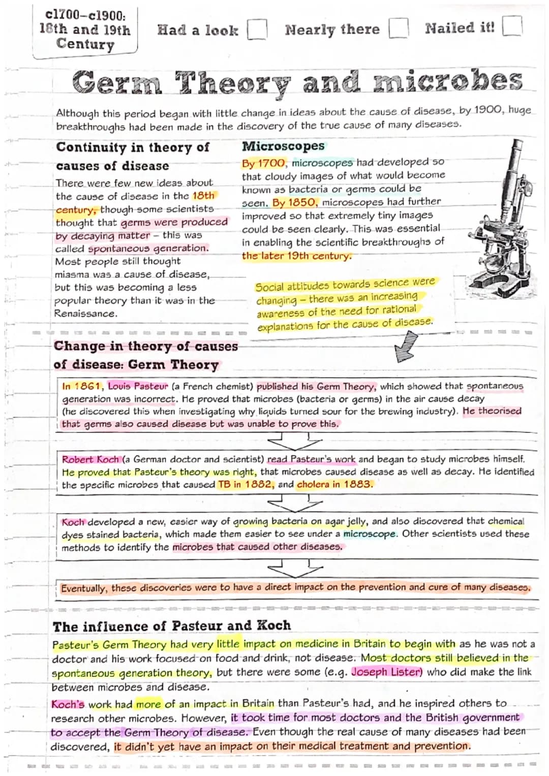 c1700-c1900:
18th and 19th
Had a look
Nearly there
Nailed it!
Century

Germ Theory and microbes

Although this period began with little chan