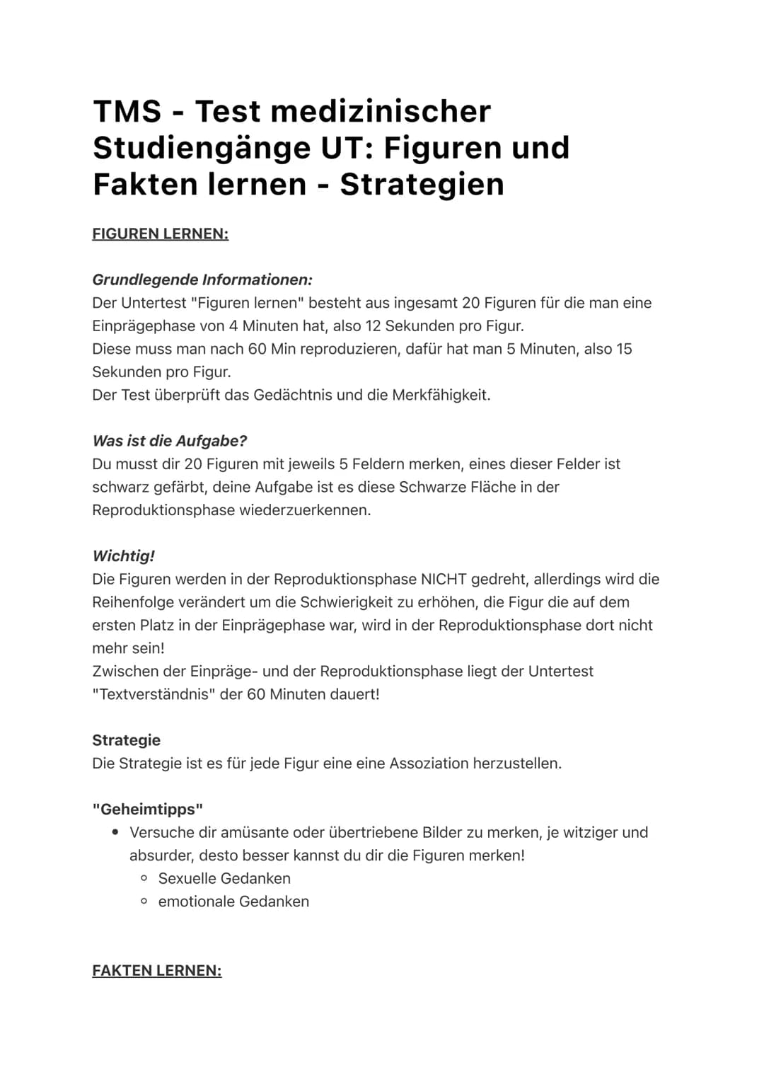 # TMS - Test medizinischer
Studiengänge UT: Figuren und
Fakten lernen - Strategien

FIGUREN LERNEN:

Grundlegende Informationen:
Der Unterte