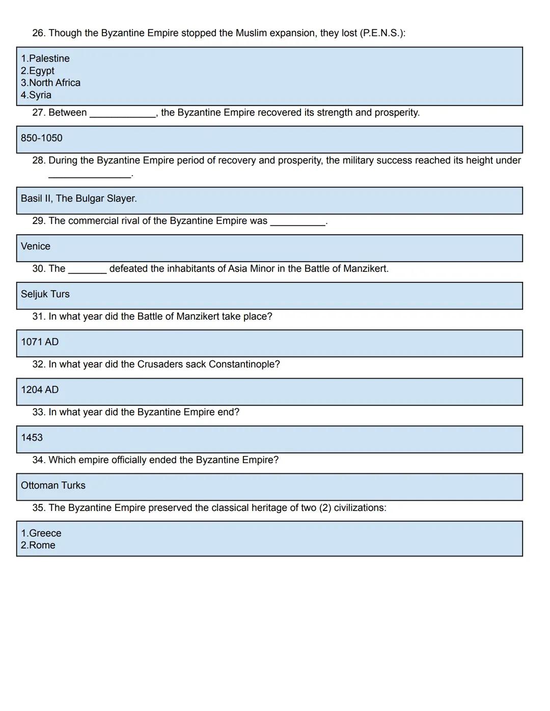 # The Byzantine Empire
(The Byzantine Civilization)
Chapter 6.1 Study Guide Packet

The Byzantine
Empire, The New
Rome

World History # Chap