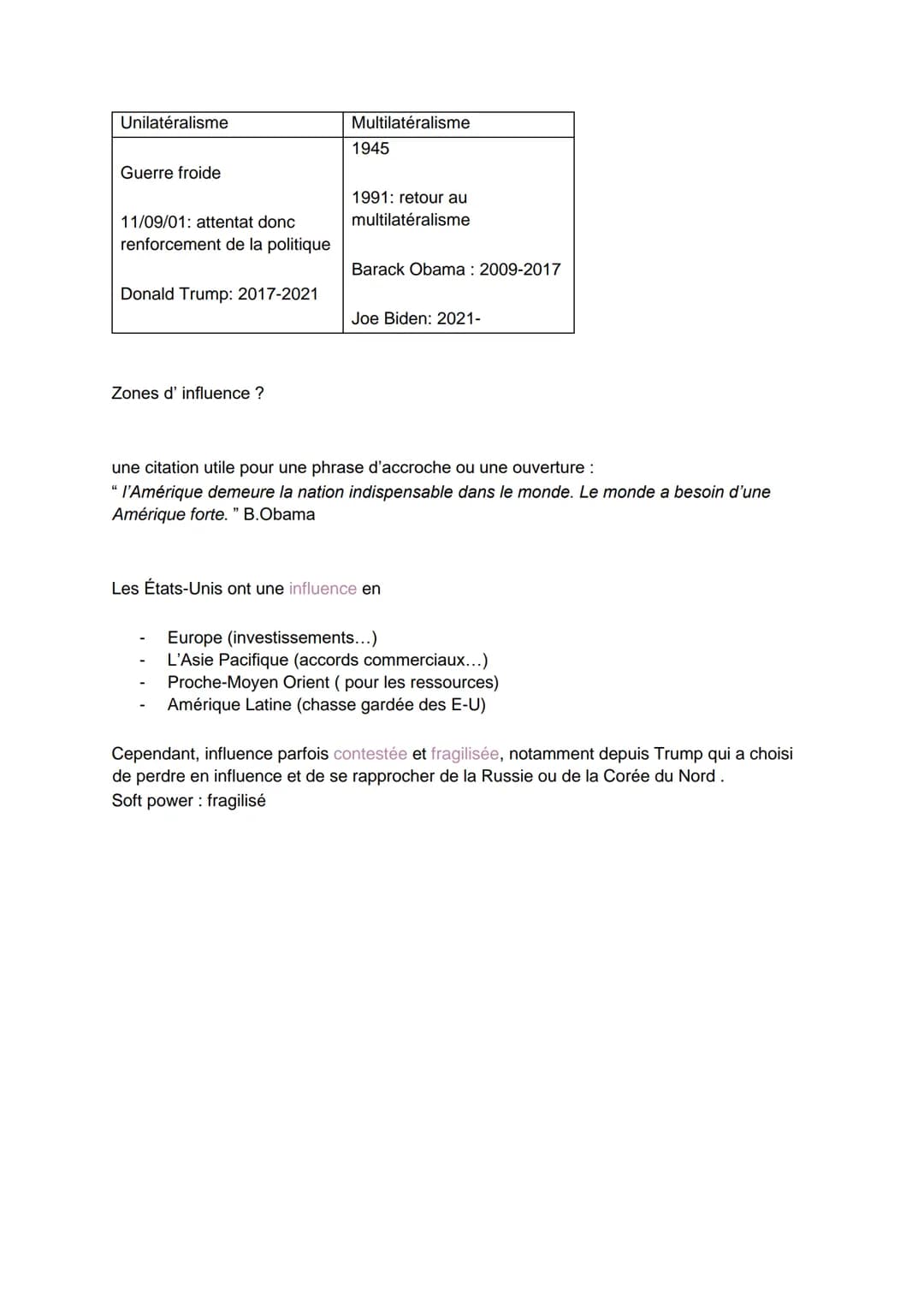 FICHE DE REVISION
OTC THÈME 2: "La puissance des États-Unis aujourd'hui"

I- lieux et formes de la puissance aux Etats-Unis

- hard power le