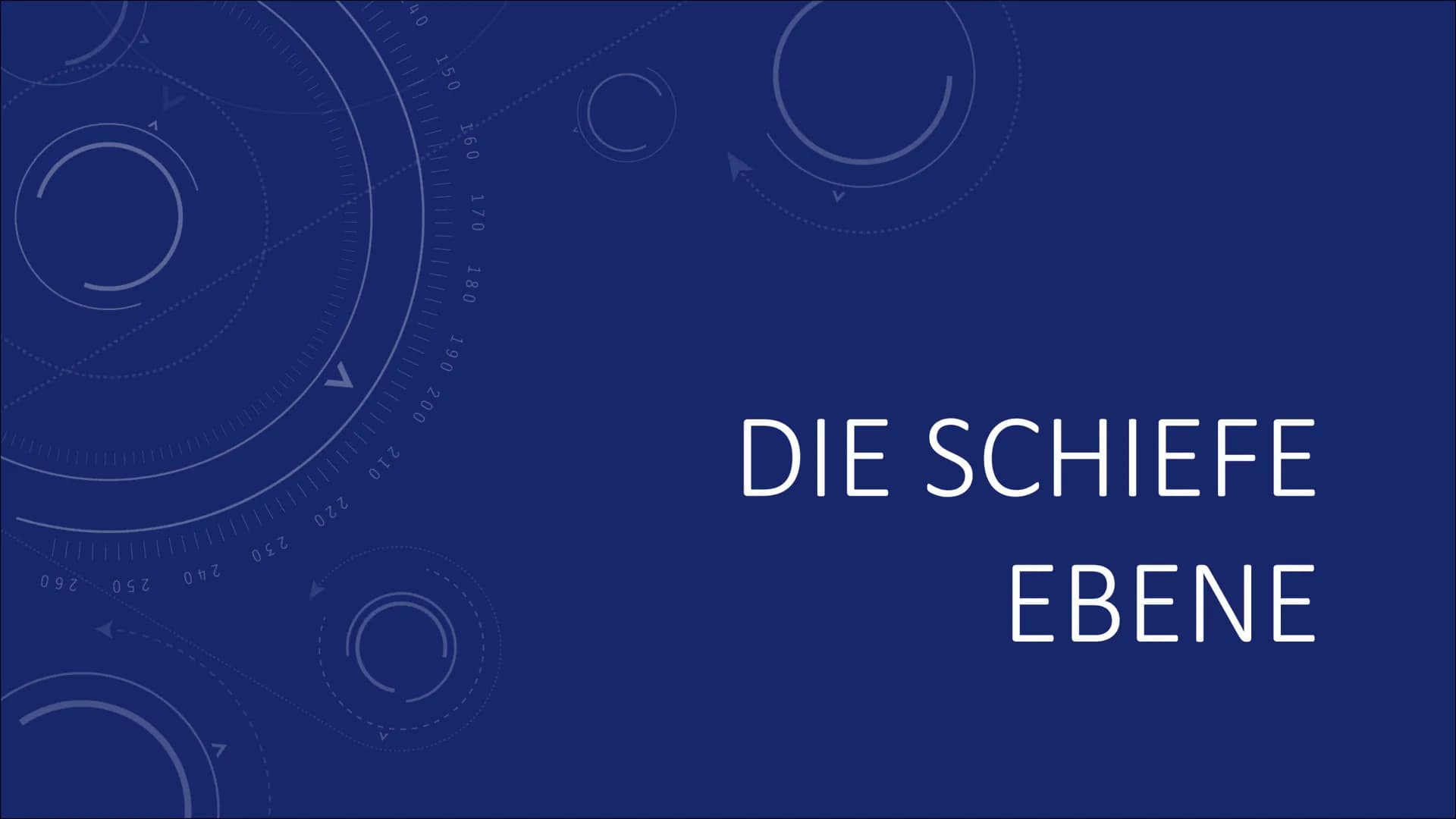 40
DIE SCHIEFE
EBENE
150
160
170
180
190 200
V
210
220
230
240
250260
レ # WAS IST DIE SCHIEFE EBENE?

• Physikalisches System der Mechanik

