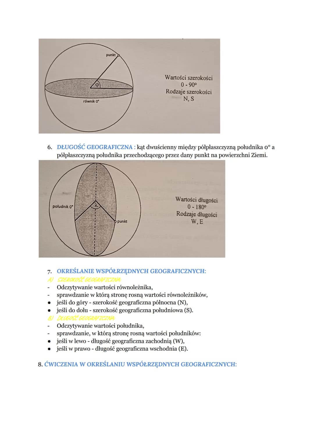 # WSPÓŁRZĘDNE GEOGRAFICZNE

1.  SIATKA GEOGRAFICZNA - układ przecinających się pod kątem prostym
równoleżników i południków przedstawiony na