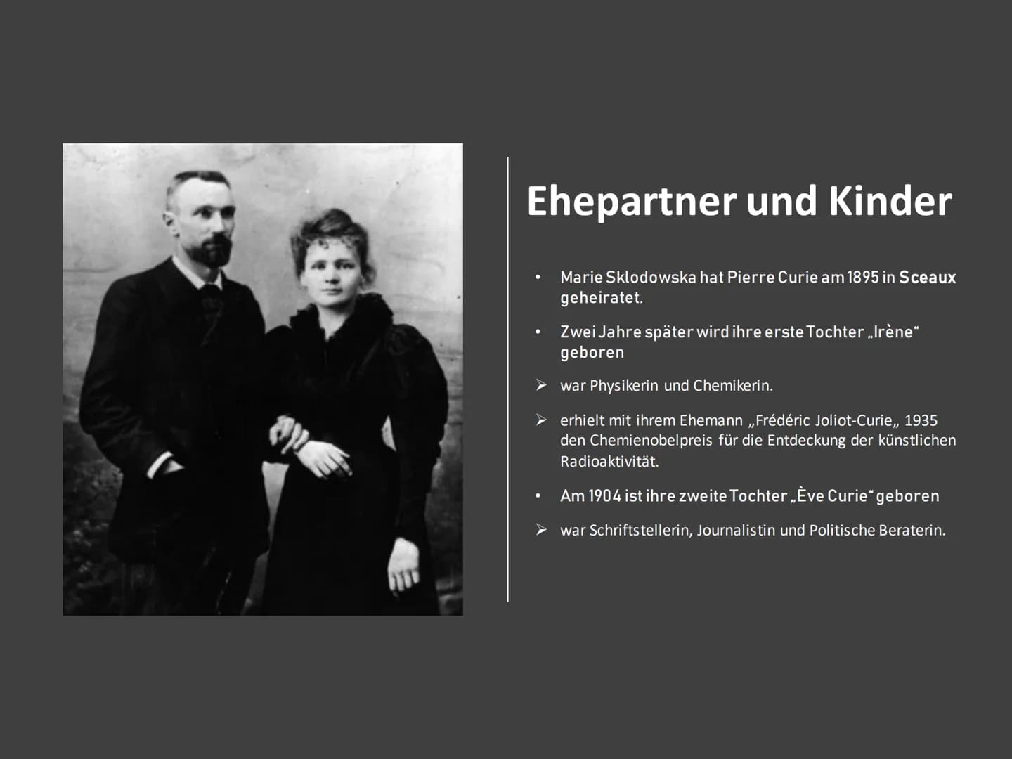 # Marie Curie

Wala Qahtan Handout

Name: Marie Sklodowska Curie

Lebensdaten: 7. November 1867 in Warschau geboren

starb am 4. Juli 1935

