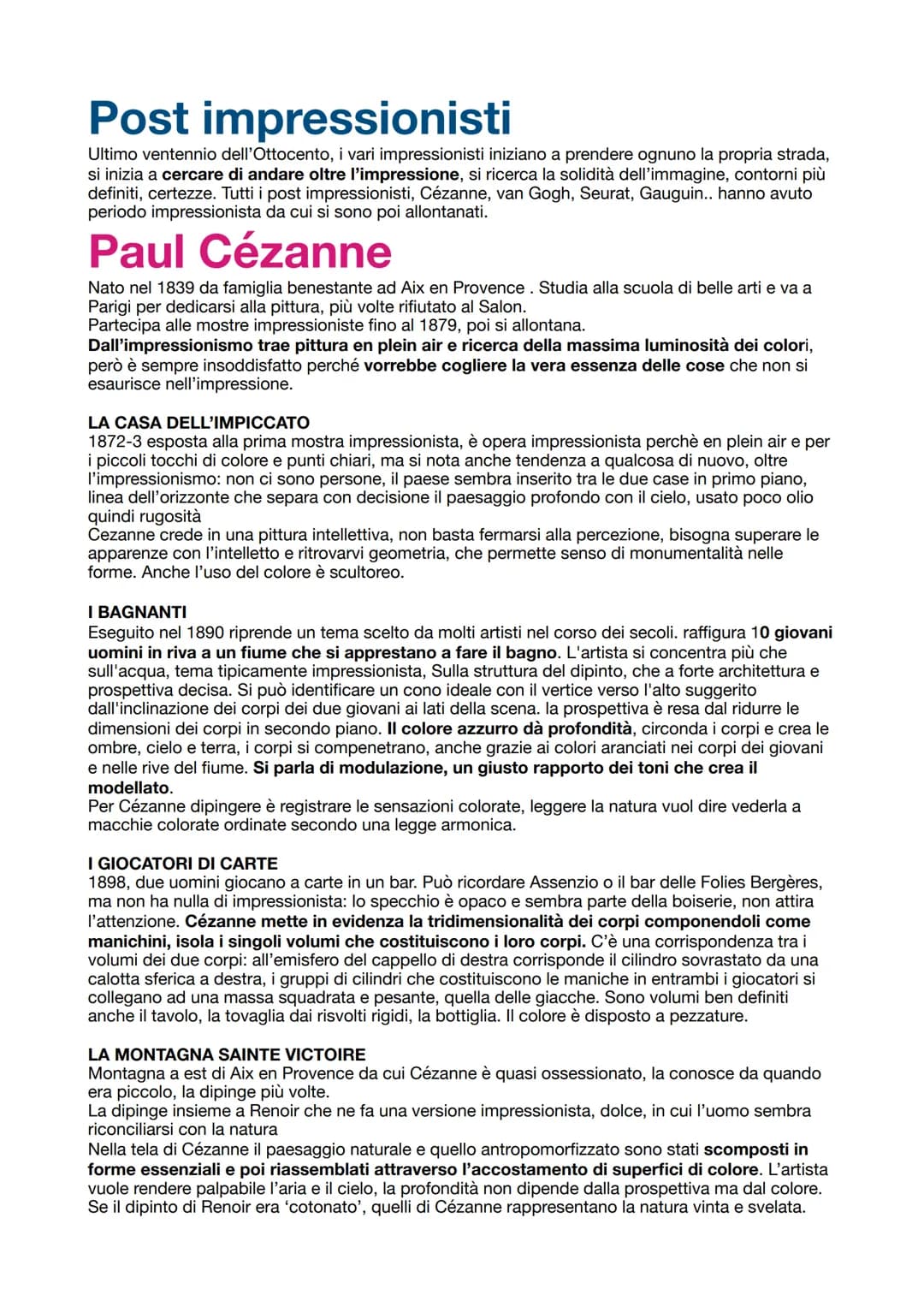 # Post impressionisti

Ultimo ventennio dell'Ottocento, i vari impressionisti iniziano a prendere ognuno la propria strada,
si inizia a cerc