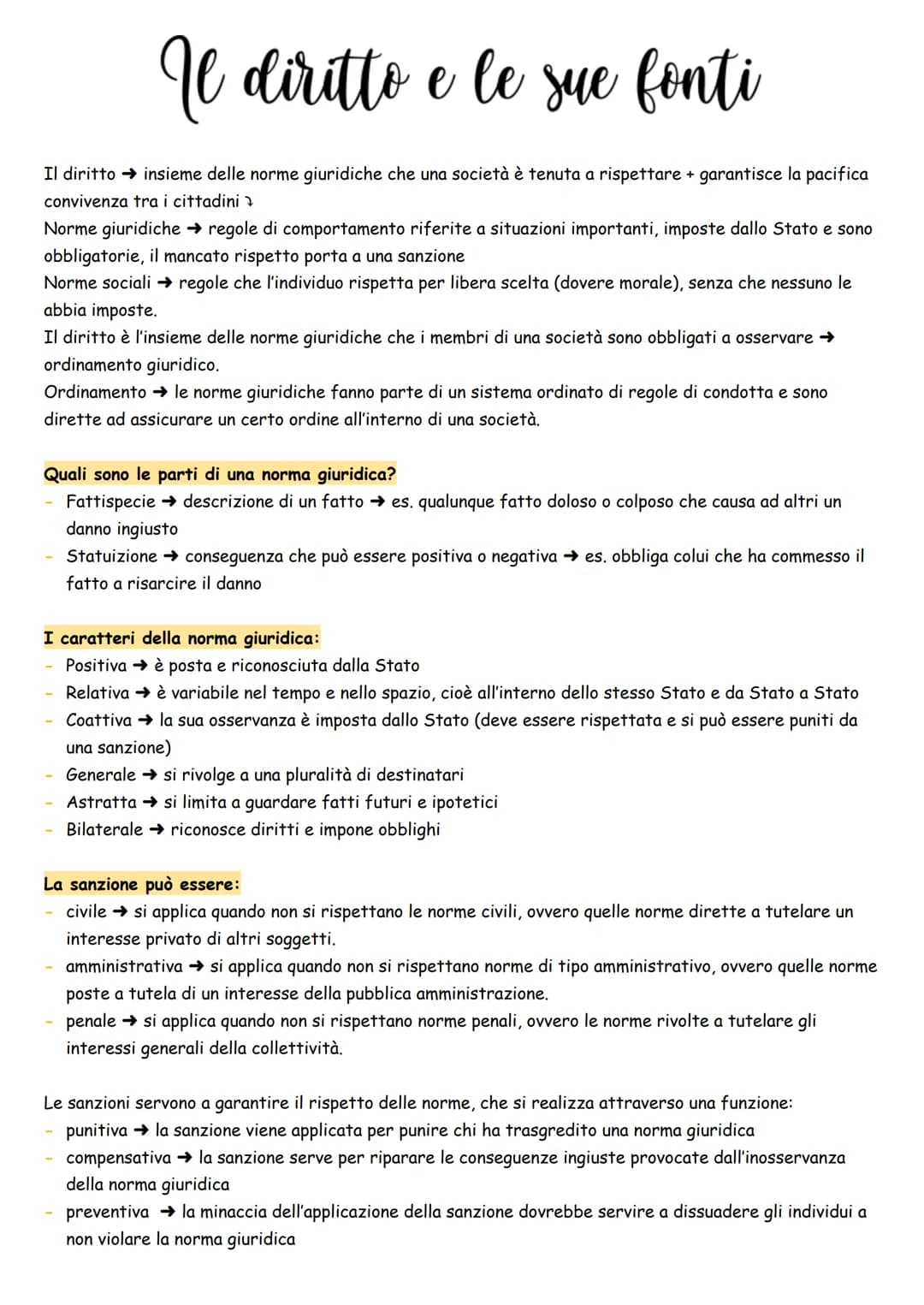 # Il diritto e le sue fonti

Il diritto insieme delle norme giuridiche che una società è tenuta a rispettare + garantisce la pacifica
conviv