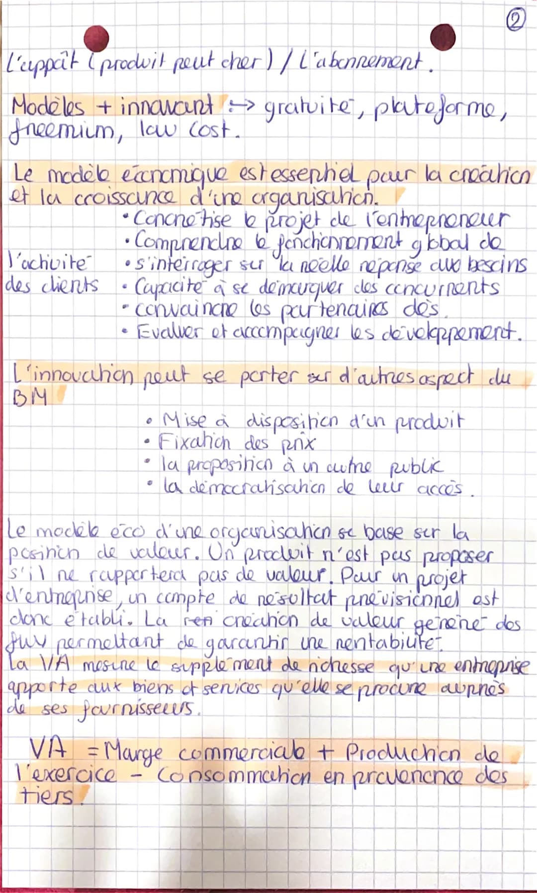 # CHAPITRE 2

L'analyse du modèle économique des
organisations

Création de vabeur objectif financier des
entreprise qui se mesine grace à l