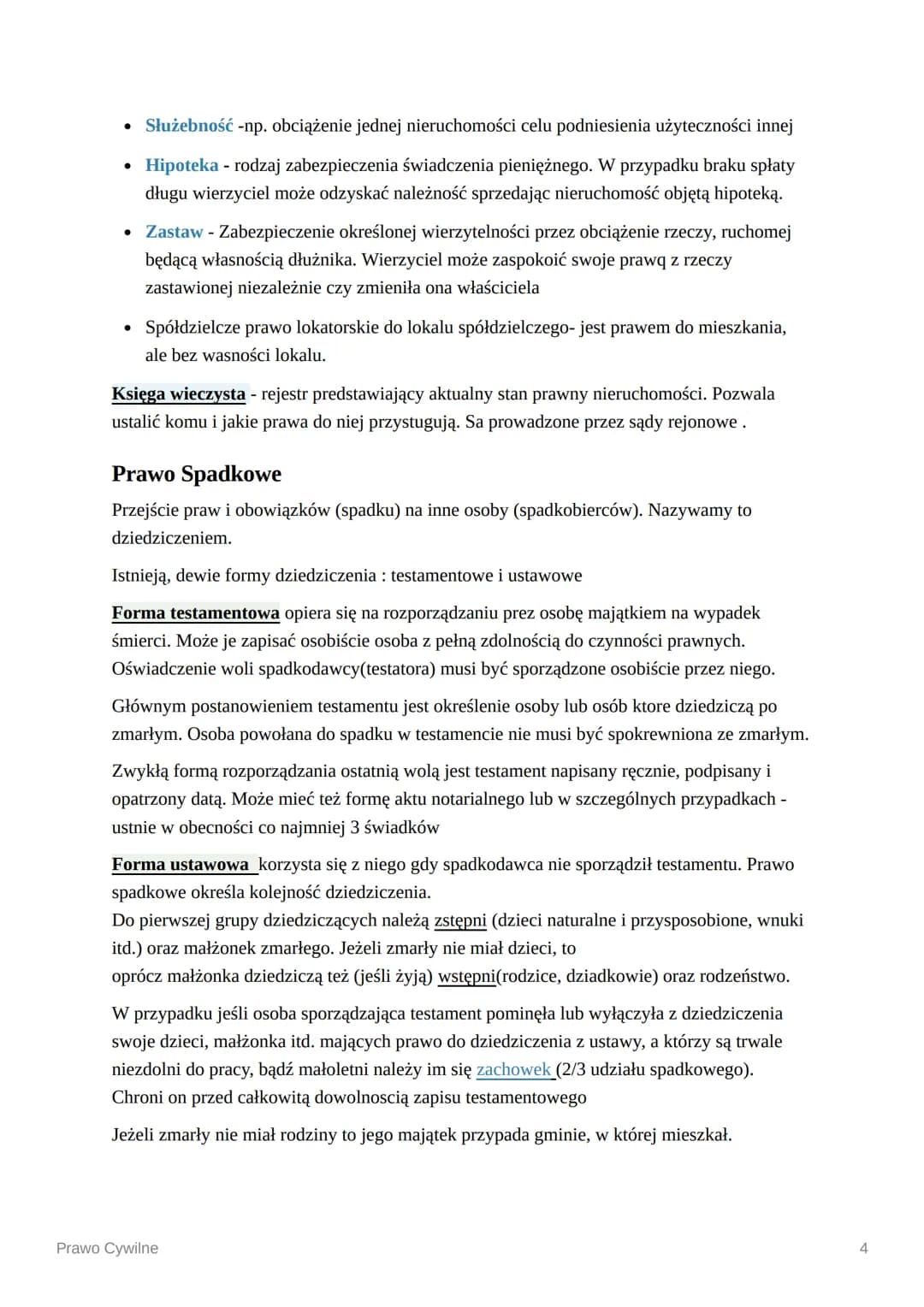 Lestament

Prawo Cywilne

Prawo Cywilne- system norm regulujących stosunki majątkowe i niemajątkowe między
osobami fizycznym i prawnymi będą