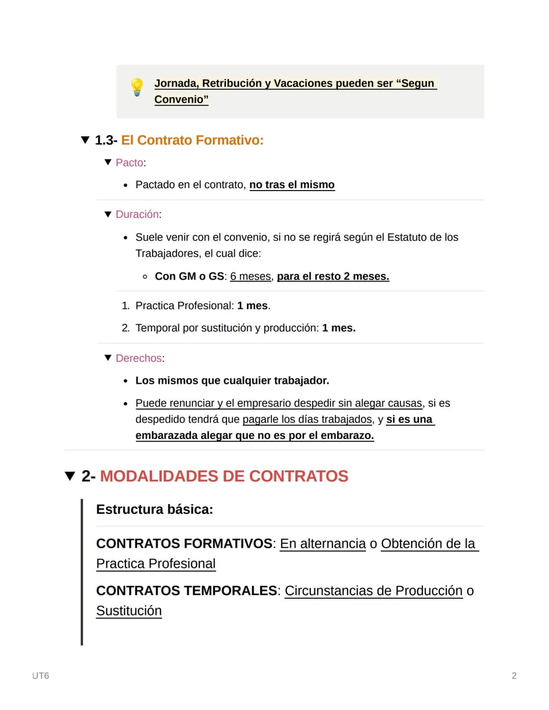 UT6

1- EL CONTRATO DE TRABAJO

▼1.1- La Capacidad para Celebrar un Contrato:

▼A) El Trabajador:

*   Mayor de 18 o menor legalmente emanci
