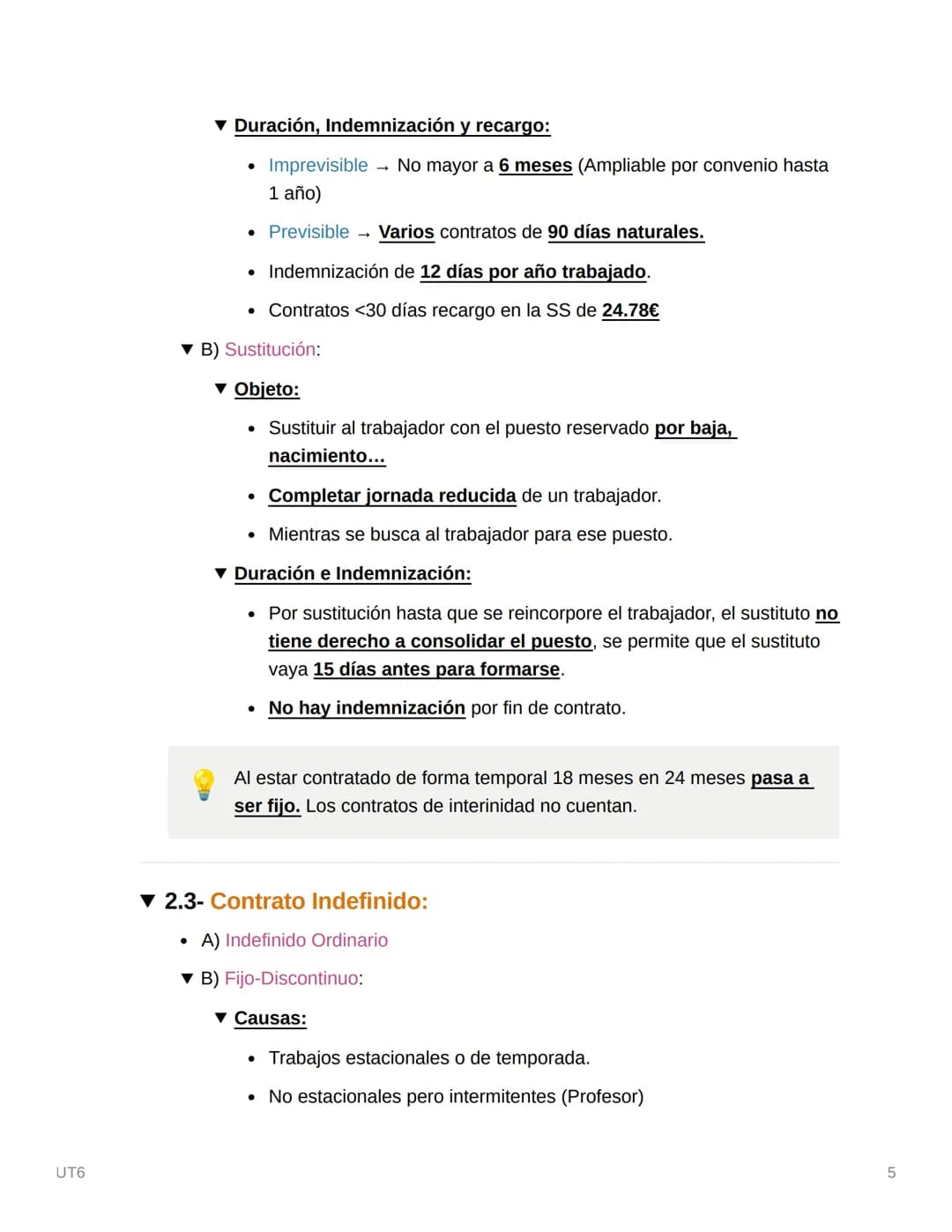 UT6

1- EL CONTRATO DE TRABAJO

▼1.1- La Capacidad para Celebrar un Contrato:

▼A) El Trabajador:

*   Mayor de 18 o menor legalmente emanci